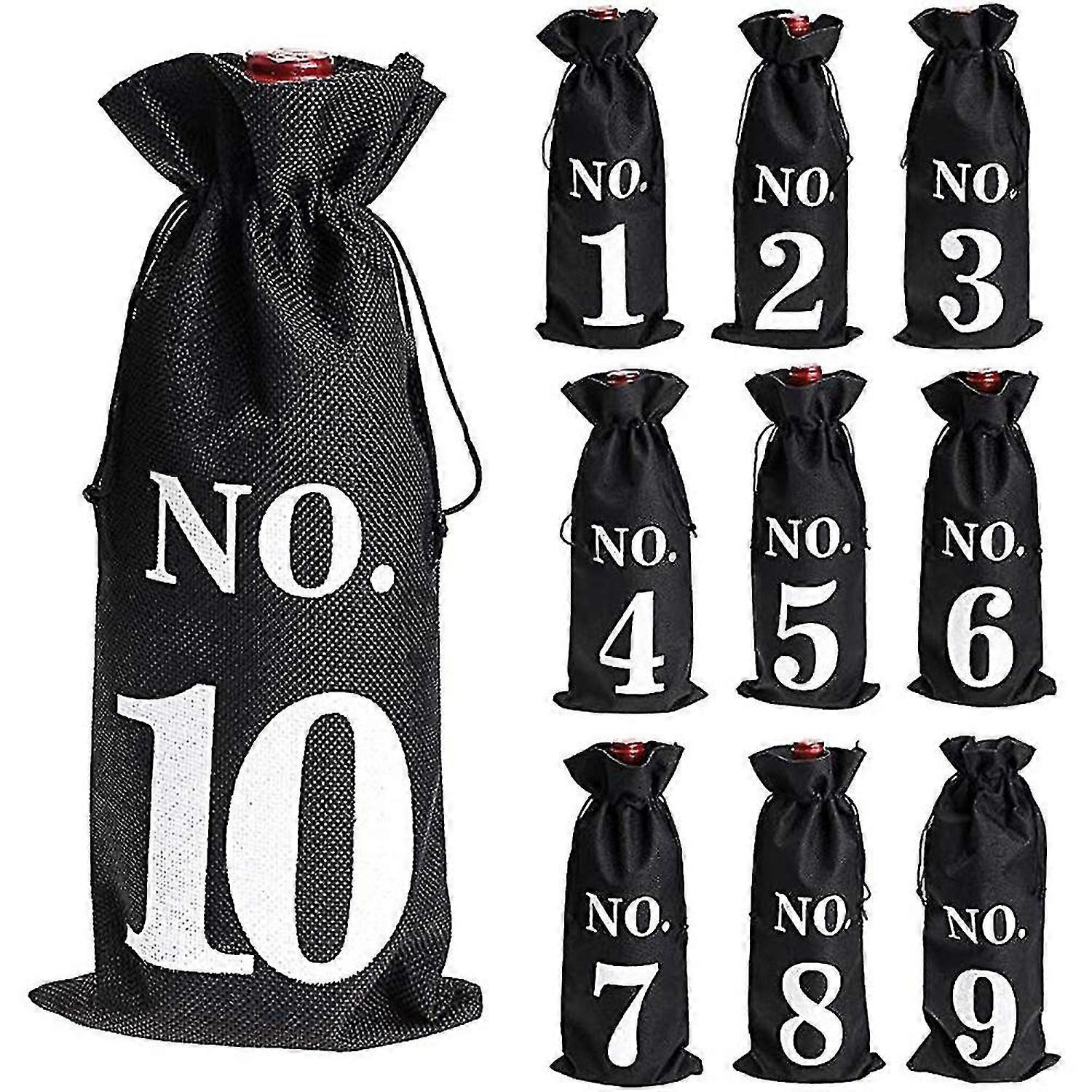 1 til 10 Burlap Wine Poser Blind Tasting Drawstring Drawstring Pocket Wine Bottle Sleeves-hy