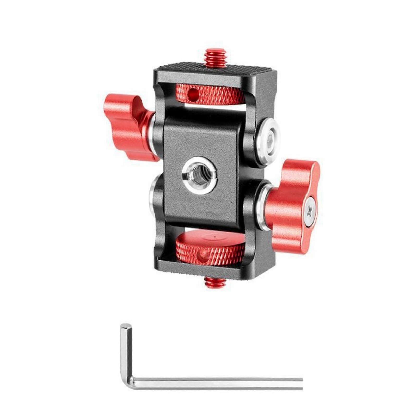 Two Head Camera Mount Snail Gimbals Red Multipurpose With 1/420 And 3/816 Base Threads For Tripod Compatibility