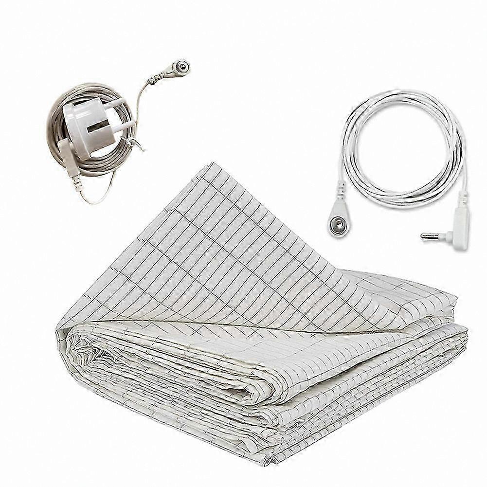 27x52 Inch Grounding Sheet with Silver Fiber for Better Sleep, EU Plug