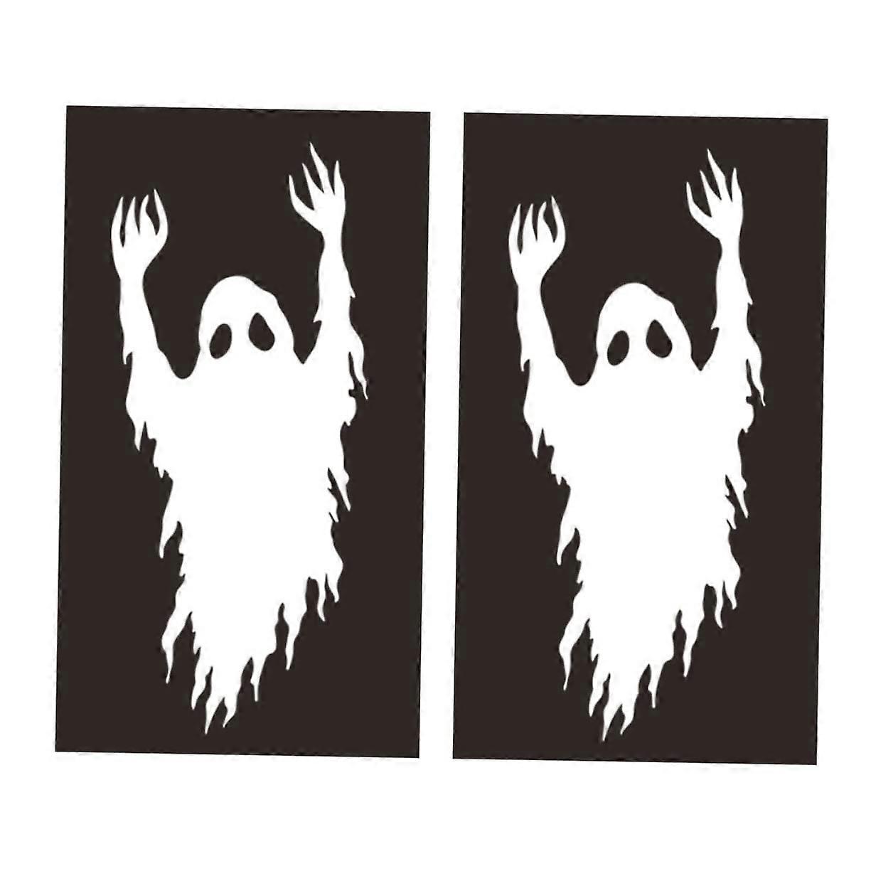 2Pcs White Ghost Shape Halloween Stickers For Wall And Window Display Creepy Wall Decor Party Background Decals