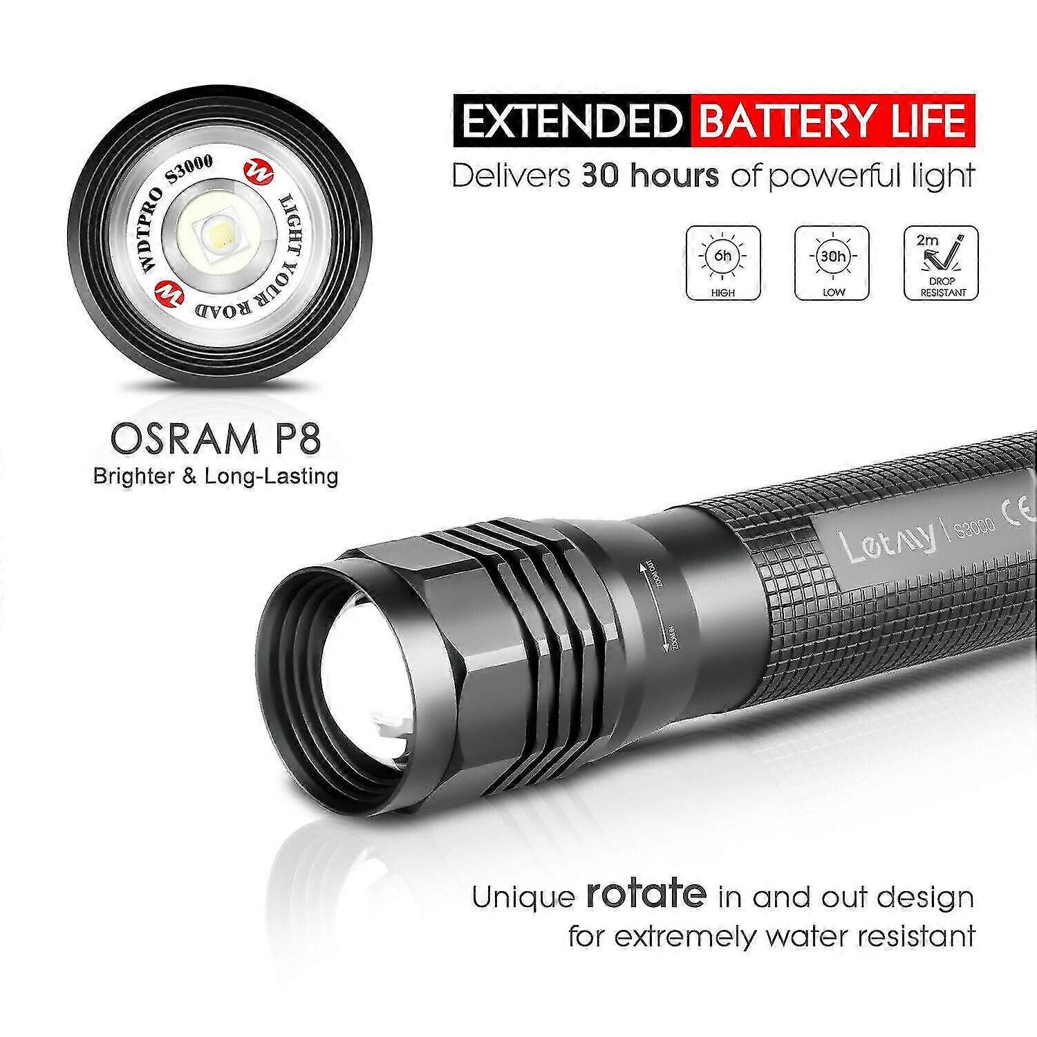 S3000 Super Bright 3 Modes Zoomable Flashlights High-powered Led Flashlight