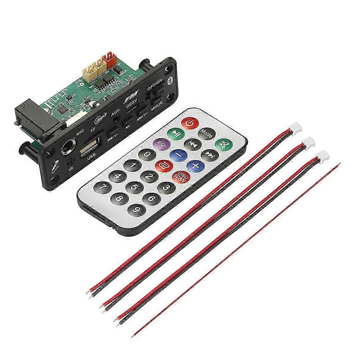 6W Bluetooth Amplifier MP3 Decoder Board Microphone Car Mp3 Player USB Record FM Radio AUX for Speak