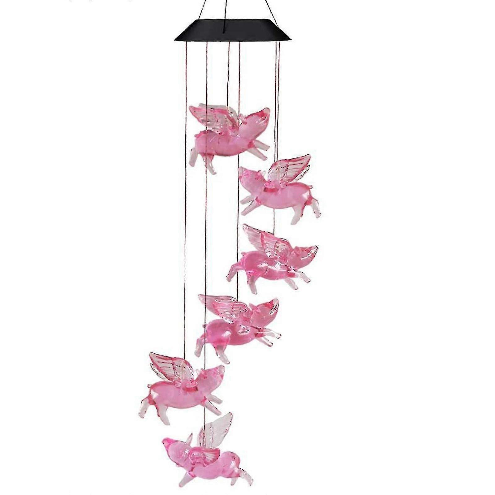 Solar Led Lights Wind Chime Light Spinners Spiral String Hanging Outdoor