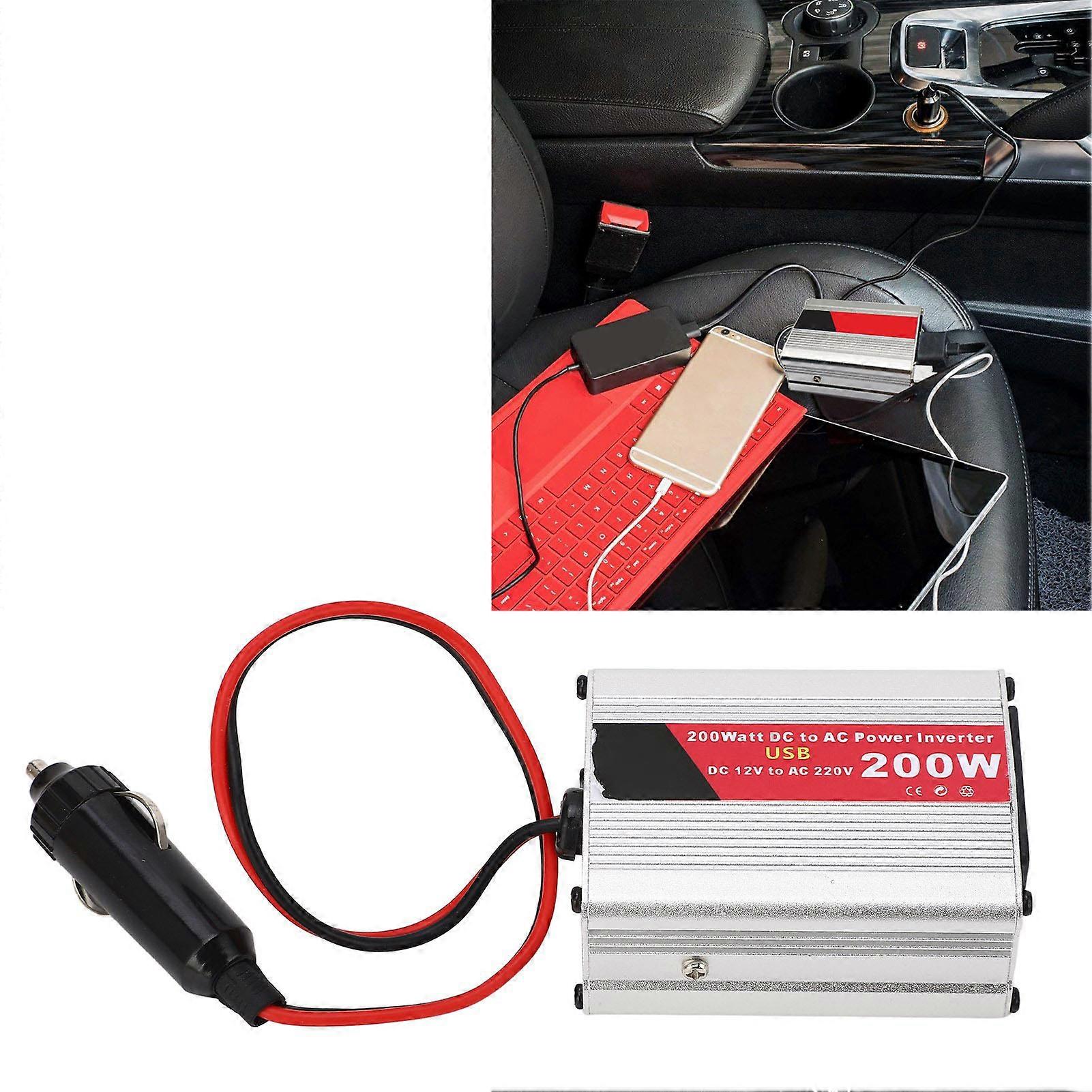 Car Power Inverter 200W DC12V To AC220V 2 USB Port 1 AC Socket Fast Charging Vehicle Power Inverter Converter 