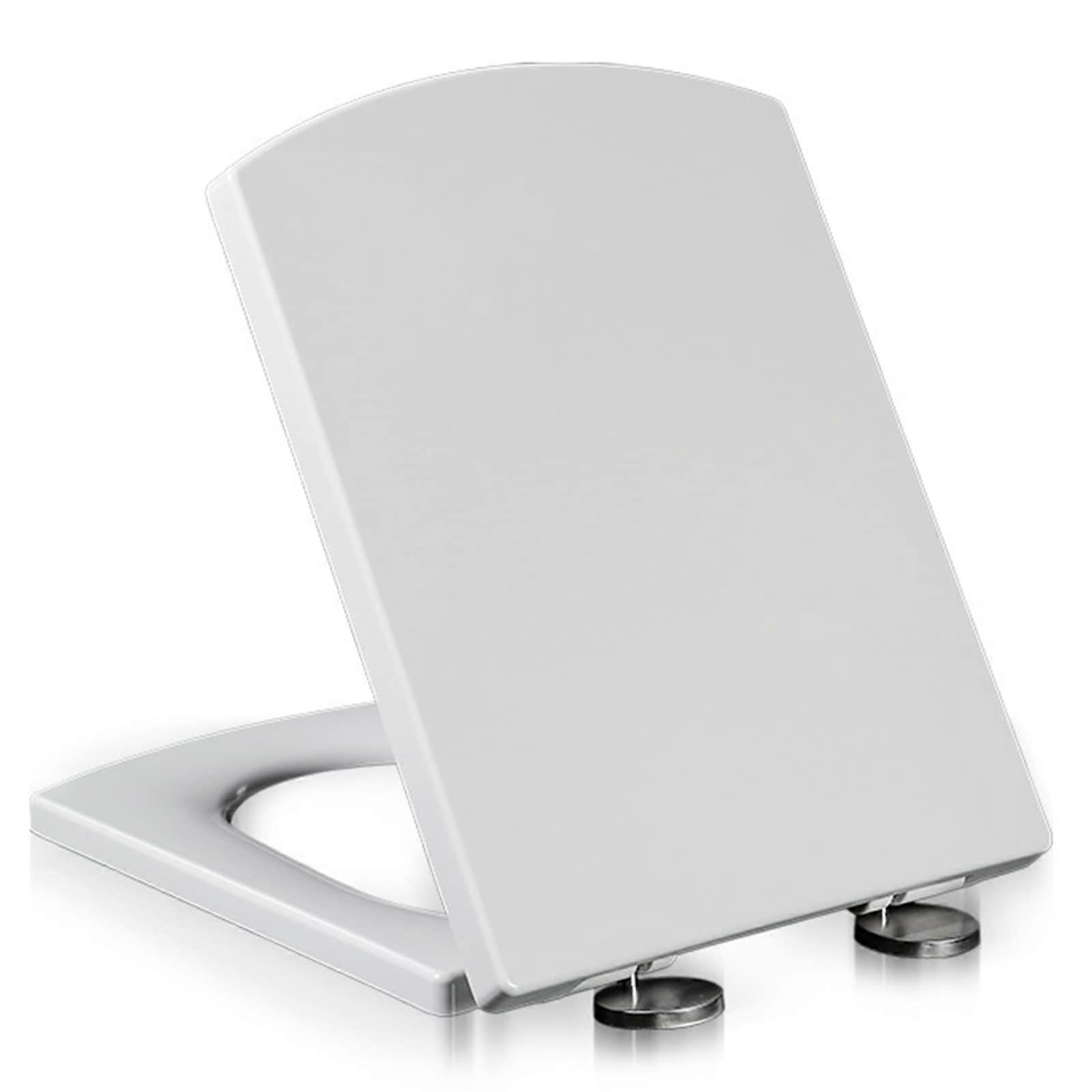 47Cm Toilet Seat Lid Square White, Soft Close Quick Release,  Fixing Hinges, Easy Install WC Toilet Seats