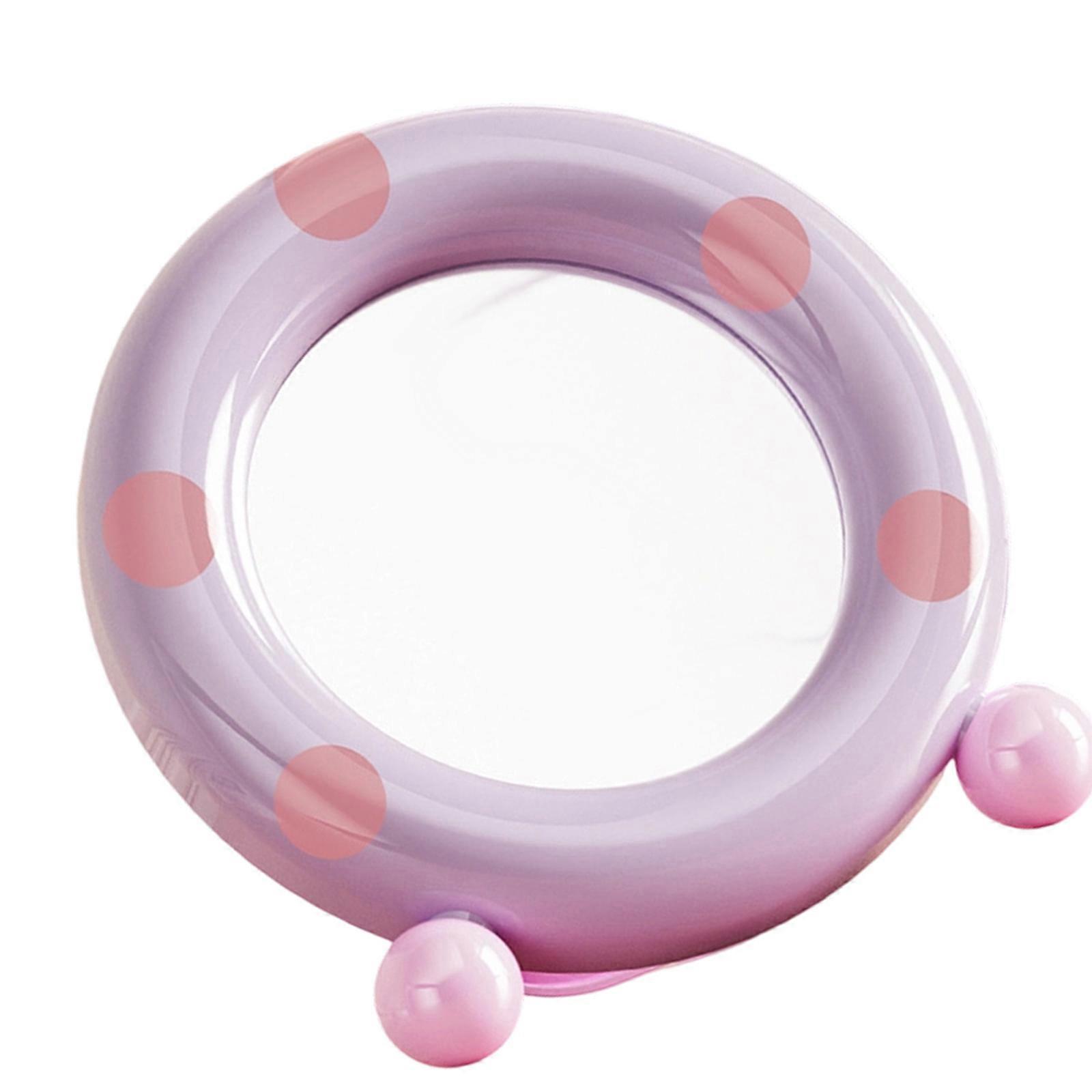 Stylish Silver Mirror With Slip proof Base And Clear Reflection Easy to Carry Lightweighted  Purple powder