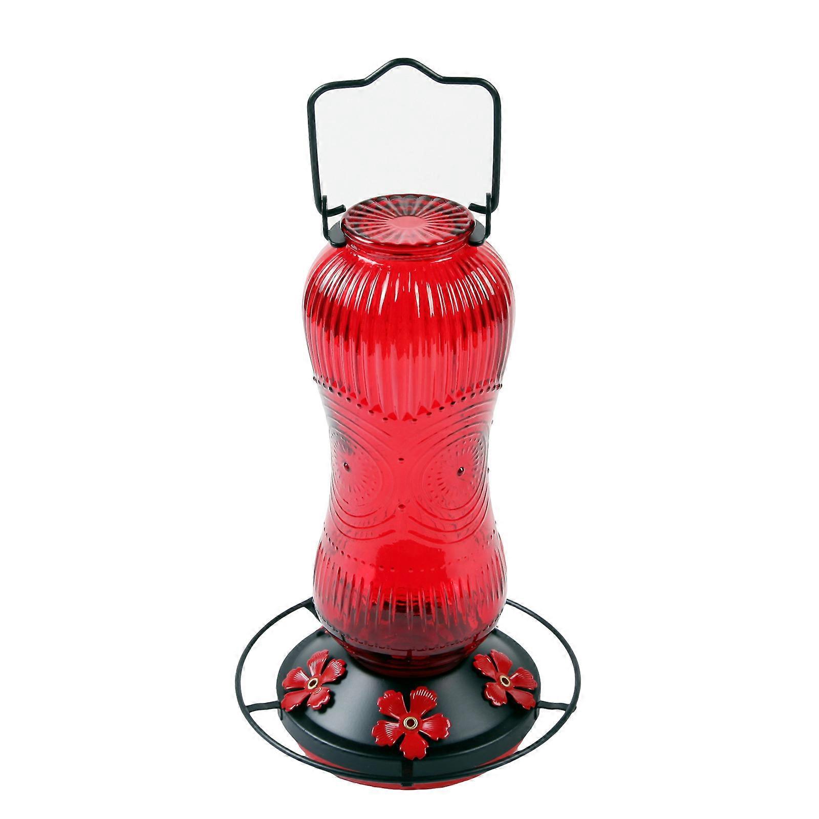 Red Glass Hummingbird Waterer Tool Liquid Container Rusts Resistant Hanging Hook Wild Bird Feeder For Outdoor Garden Use Multicolor