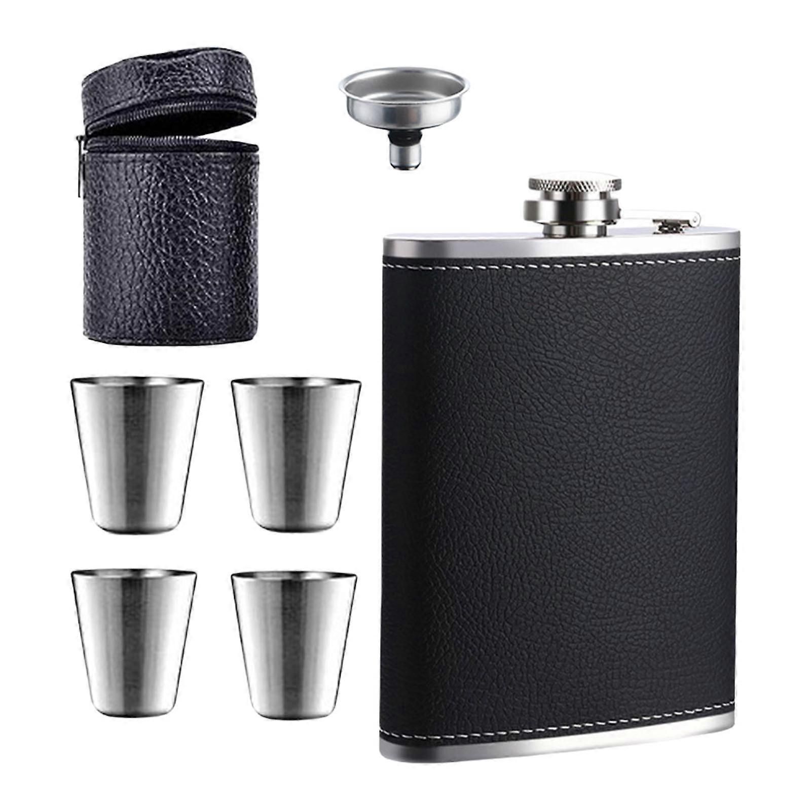 8oz Stainless Steels Square Wine Flasks Portable Hip Flasks Beer Container with Funnel & Cup for Outdoor Travel Camping Multicolor