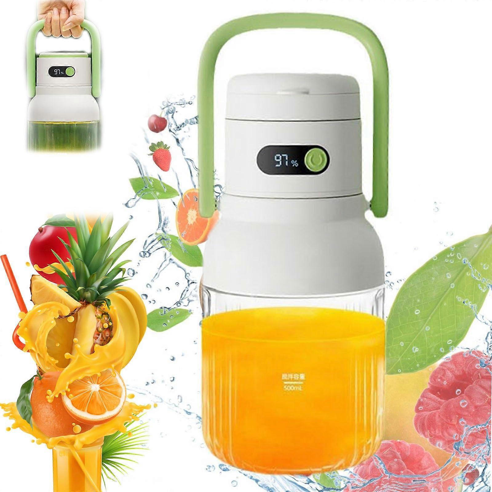 Max 2025 Portable Juicer With Handle And Smart Battery Display Rechargeable Green  Blender Cup