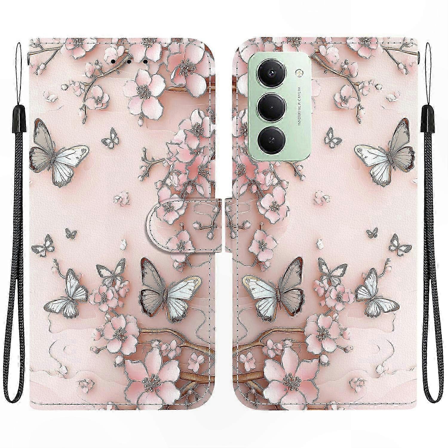 15 5G Wallet Case with Stand & Strap, Pattern Printing Leather Phone Cover