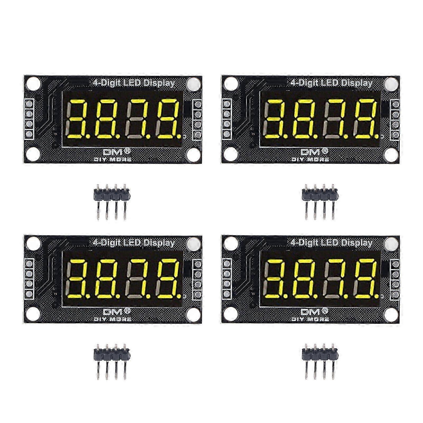 4 Sets Digital Tube Display Module LED 4 Digit 7 Segment 0.36in TM1637 Drive Chip Yellow MRA110C