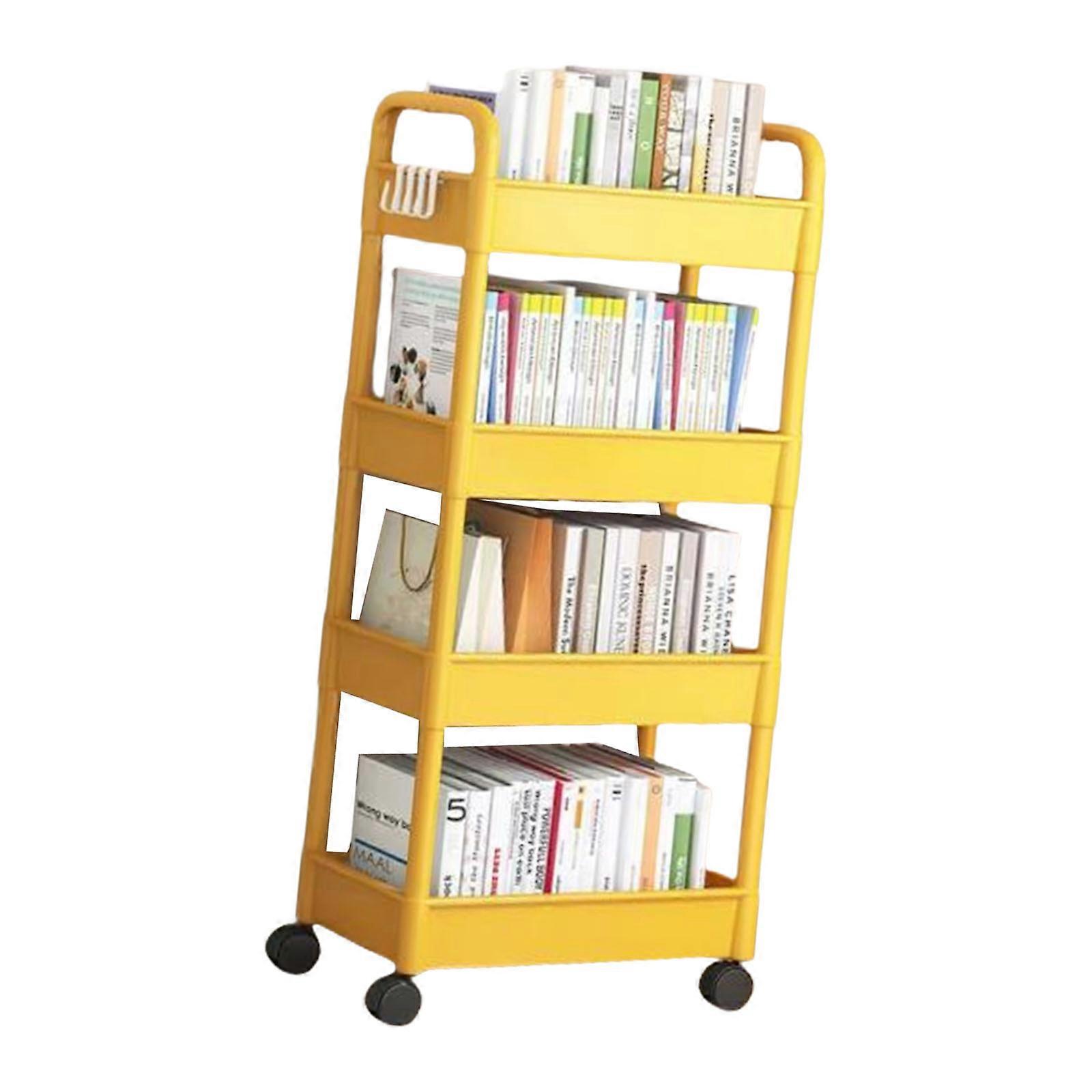 Snacks and Beverages Rack Easy to Assemble Rolling Cart 4 Tiers Trolley Convenient Storage Solution for Picnics  Yellow