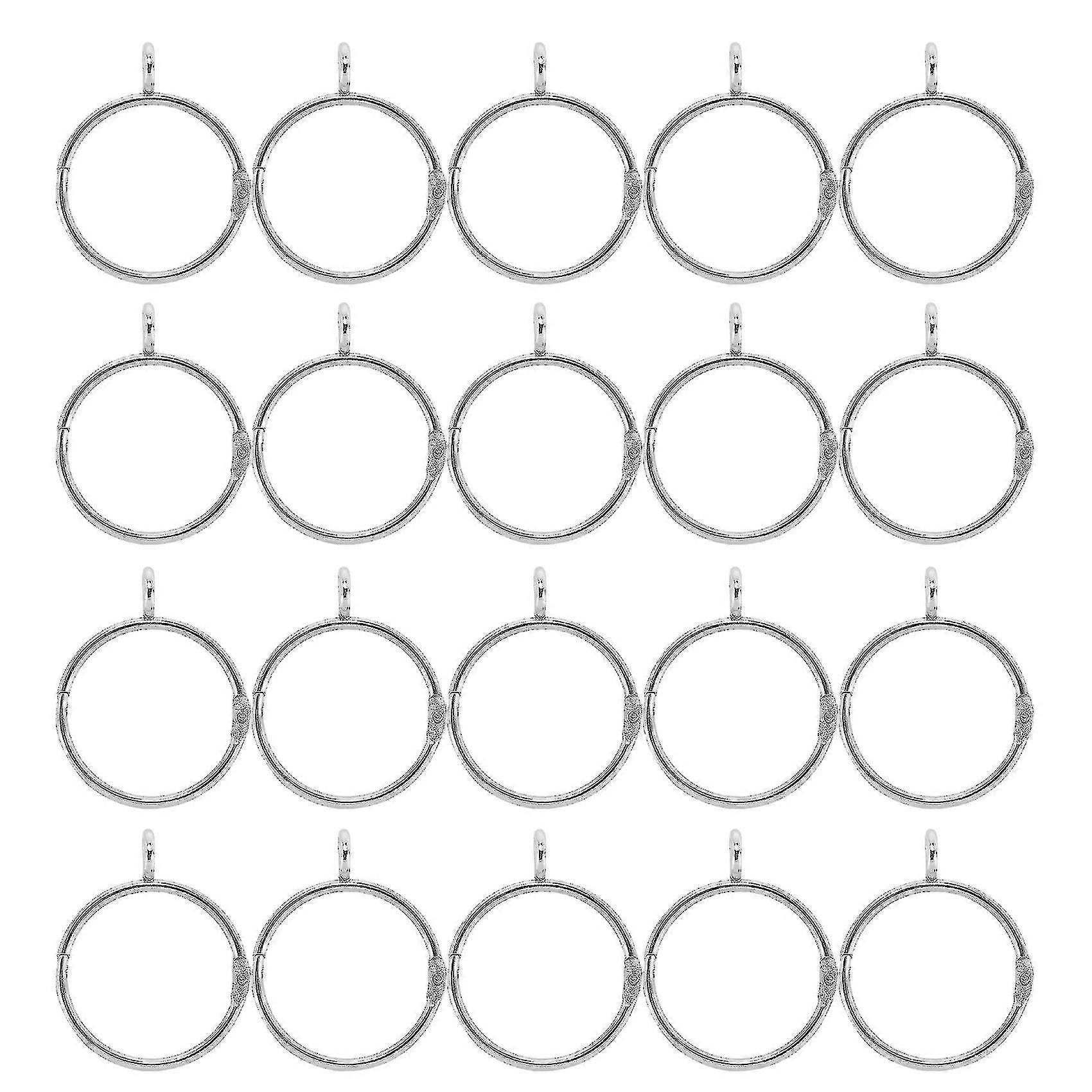 20pcs ασημένια κουρτίνα δαχτυλίδια μέταλλο με μάτι για καρφίτσες γάντζο (1.5 ίντσα)