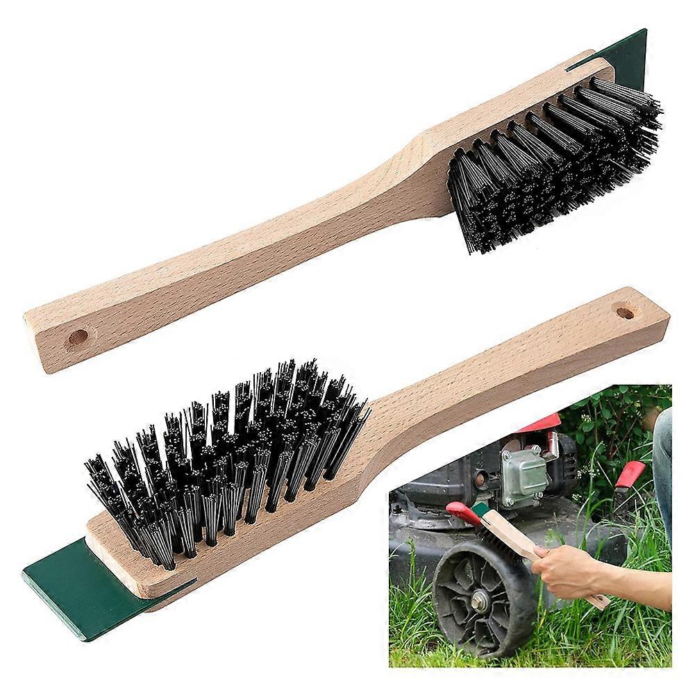 2 Piece Set Lawn Mower Scrub Brush, Lawn Mower Scraper Brush