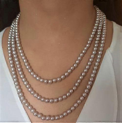 Estele Three Layer Necklace with Purple Pearls