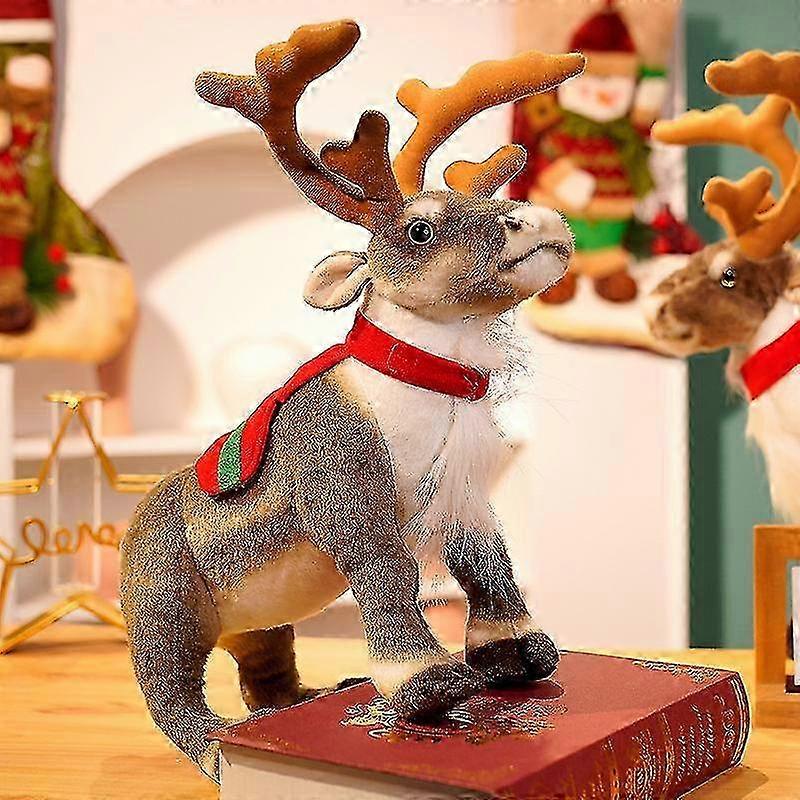 Christmas Plush Deer Doll for Desktop Decoration Soft Pillow