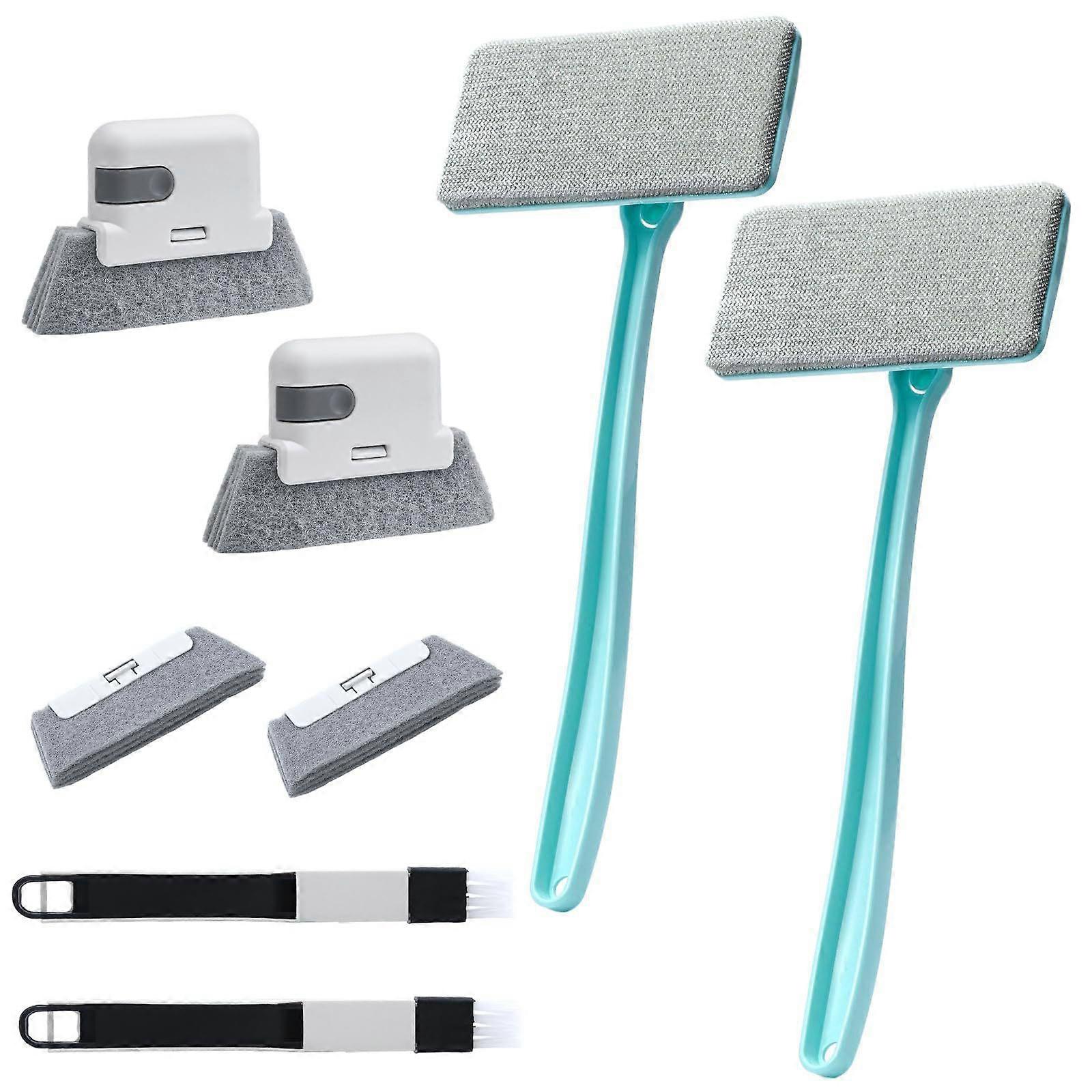 8PCs Multiple Purpose Window Track Cleaning Devices With 4 Layer Rubber Constructed In Scraper For Blinds Glass Exteriors Multicolor