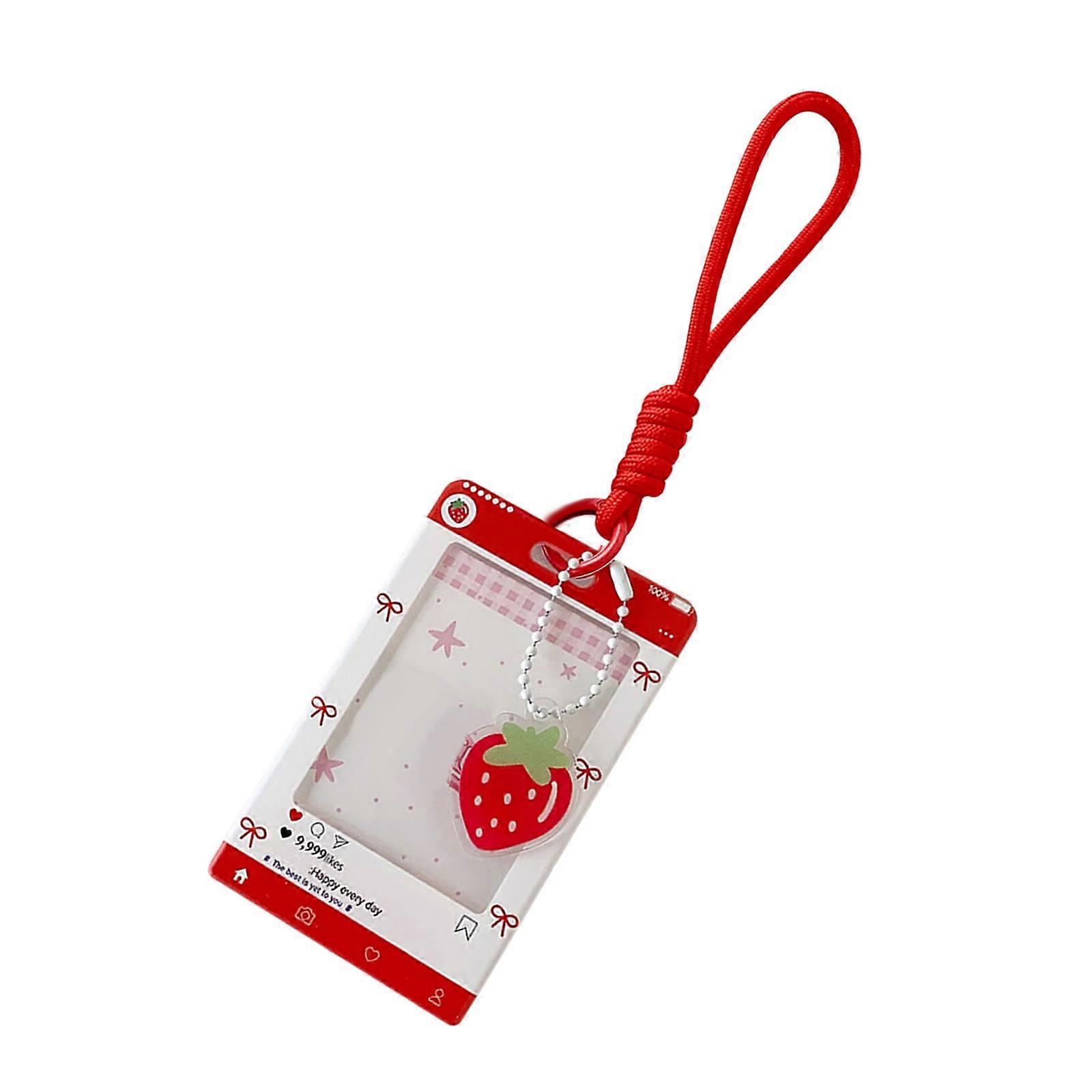 Slender 3 Inch Transparent Identity Case For School Meal Pass Includes Secure Strap Attachment Lightweight Pocket Storage  Red
