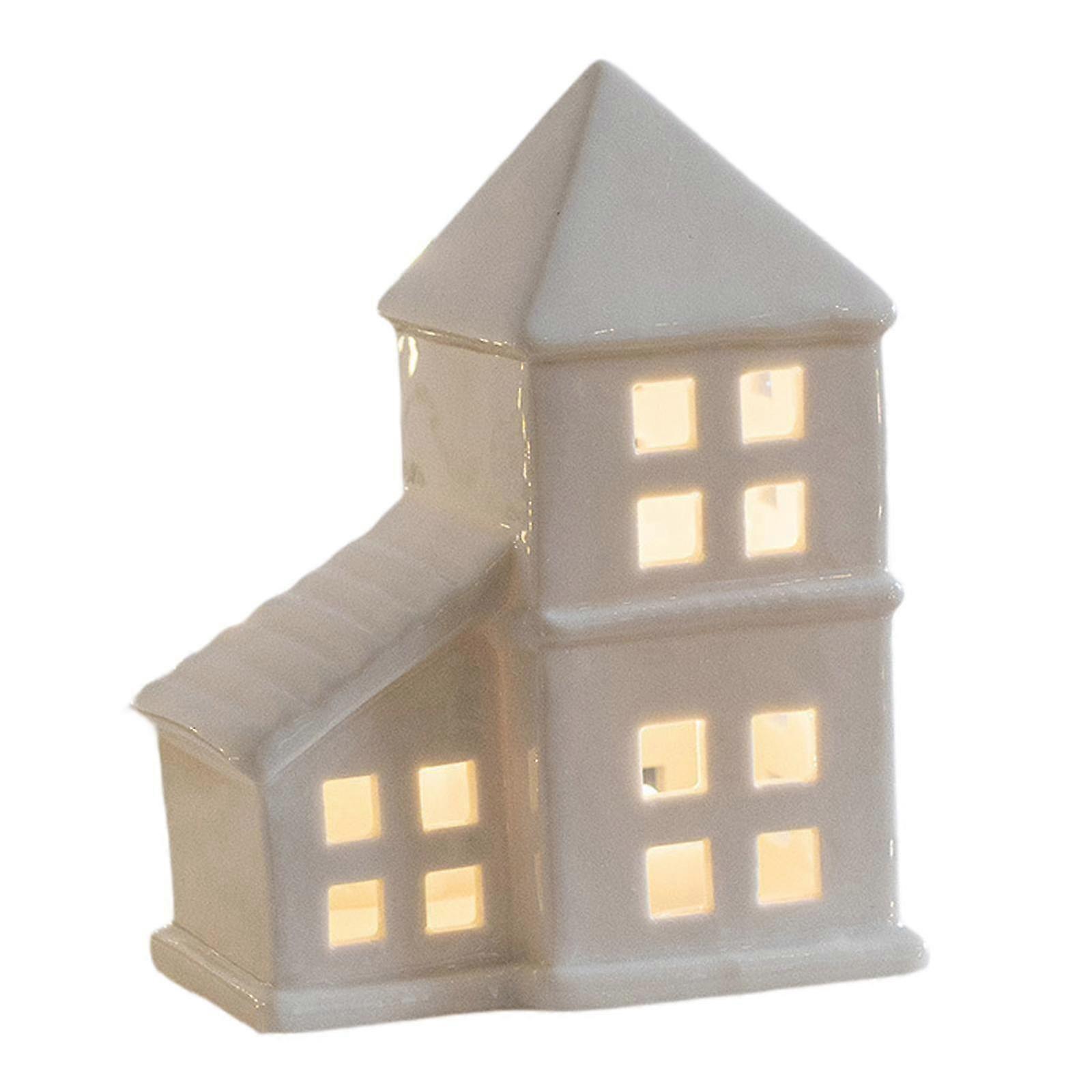 Lighted Holiday House for Christmas Desk Display with Winter Scene