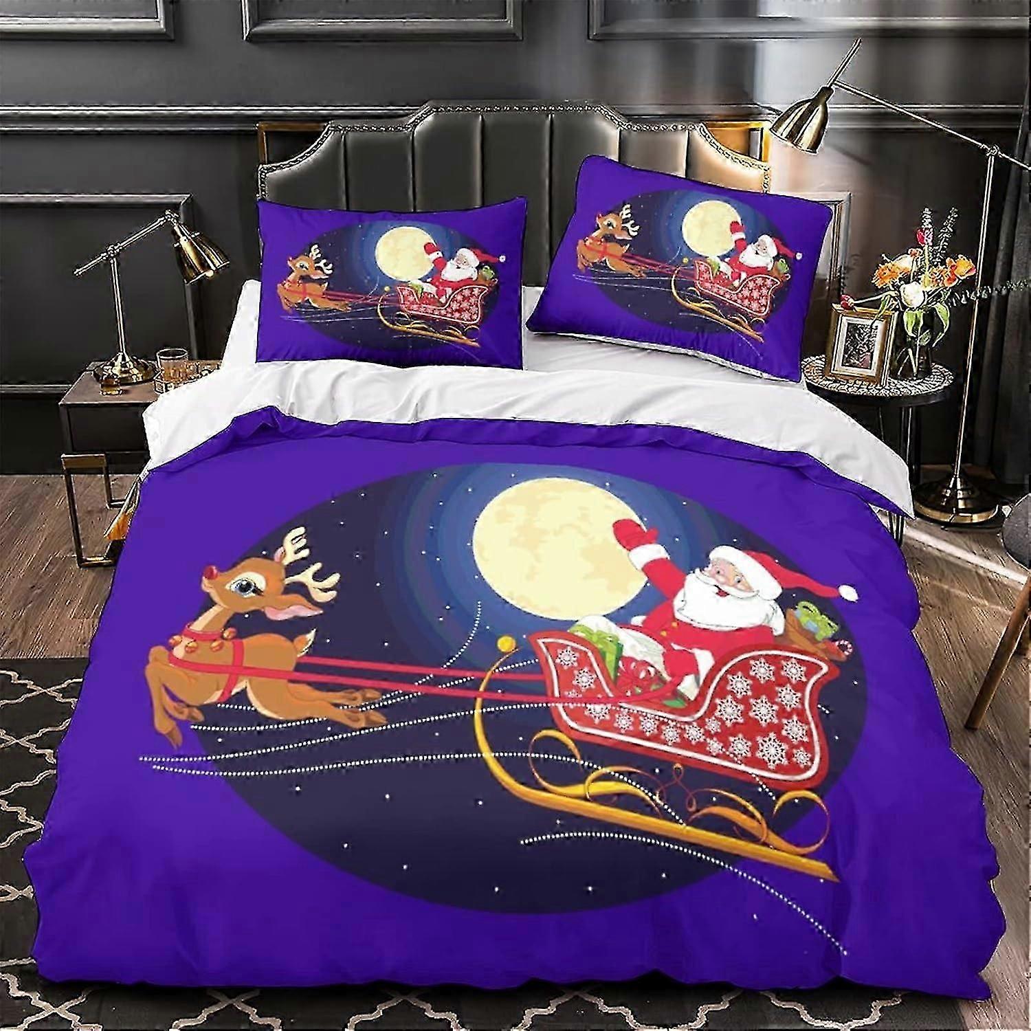 مجموعة غطاء لحاف عيد الميلاد المطبوعة غطاء لحاف مجموعة هدية عيد الميلاد D قطع لحاف غطاء سحاب إغلاق للمراهقين و