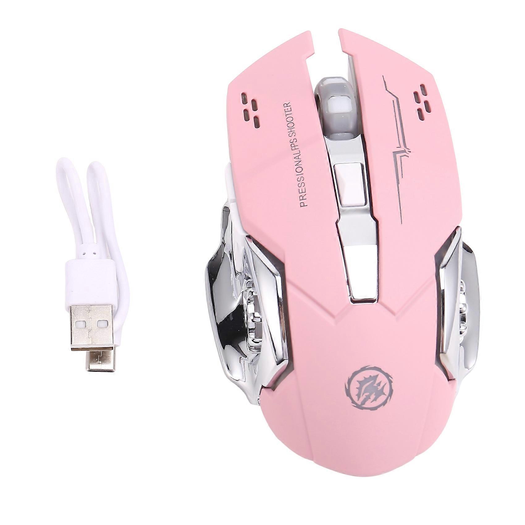 Silent Wireless Mouse USB Rechargeable Gaming Computer Rechargeable Bluetooth Mouse for PC and Laptop Pink