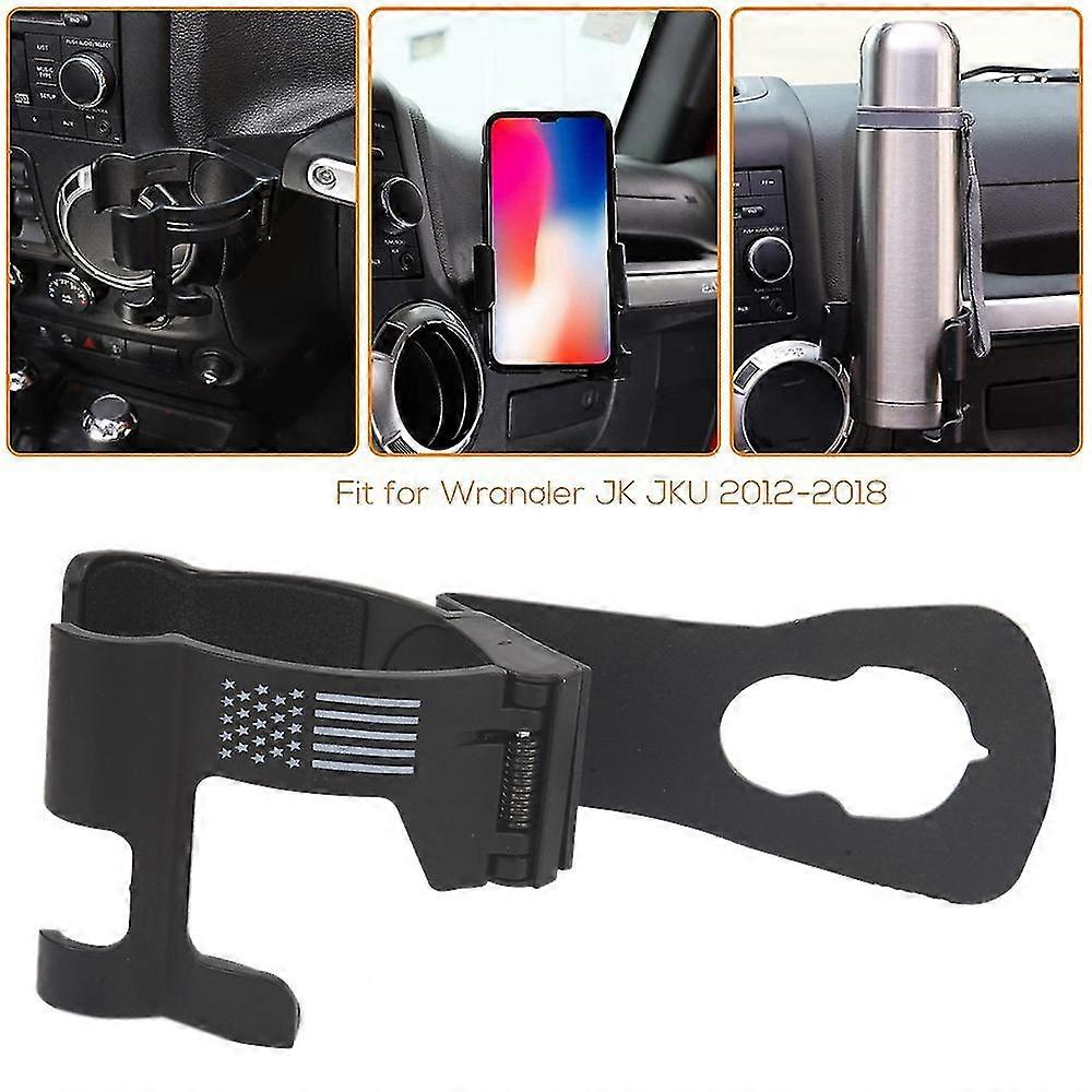 Car USA Flag Multi-Function Drink Cup Phone Holder 2 in 1 Bolt-on Stand Bracket for JK 2012-2018