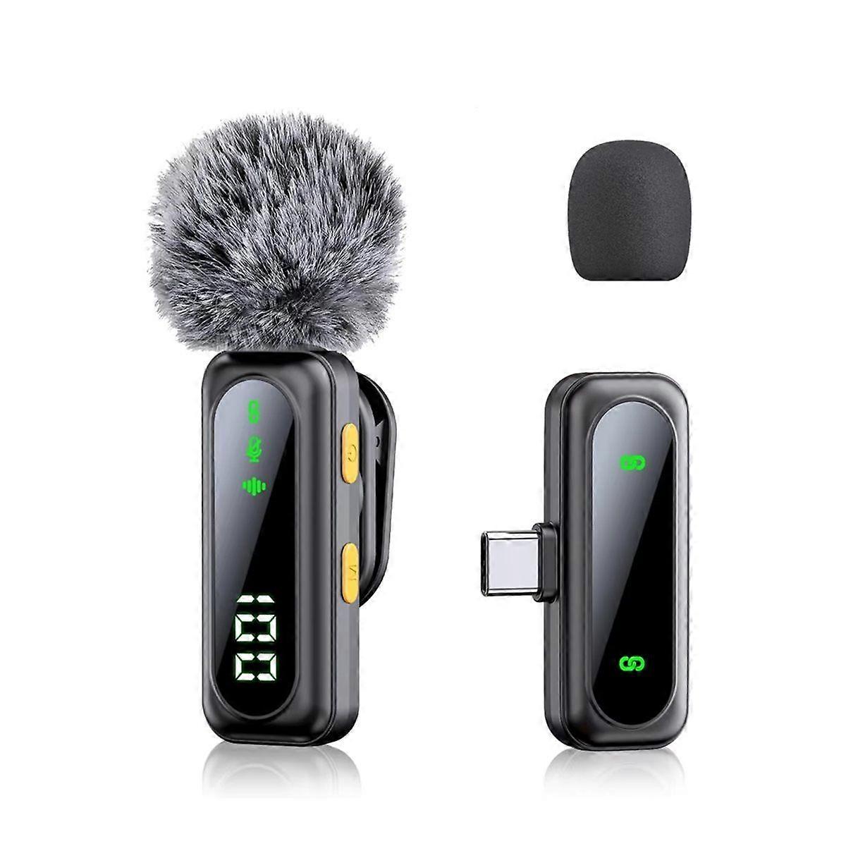 Professional Wireless Lavalier Microphone System with Smart Noise Reduction LED Power Display for Li