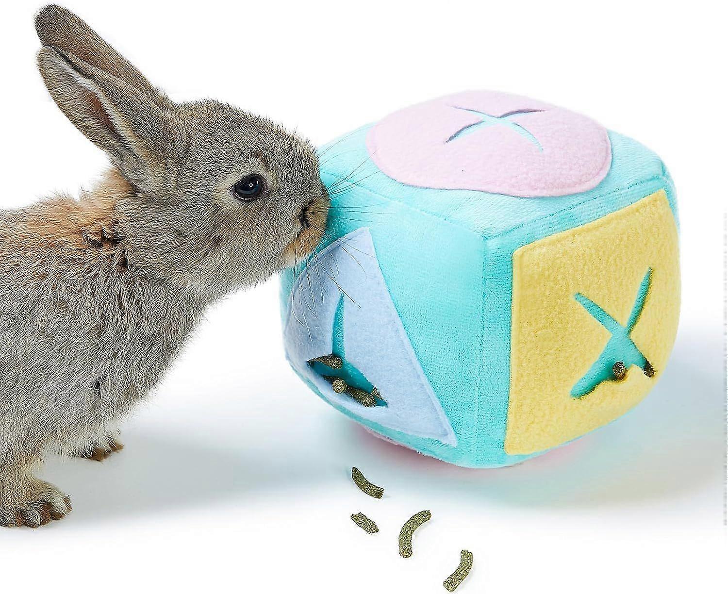 Large Rabbit Forging Toy with Bell, Soft Wahable Puzzle Feed Game Rabbit toys for Bunnies Boredom, Snuffle Ball Treat Dispenser Exercise Bunny Enrichm