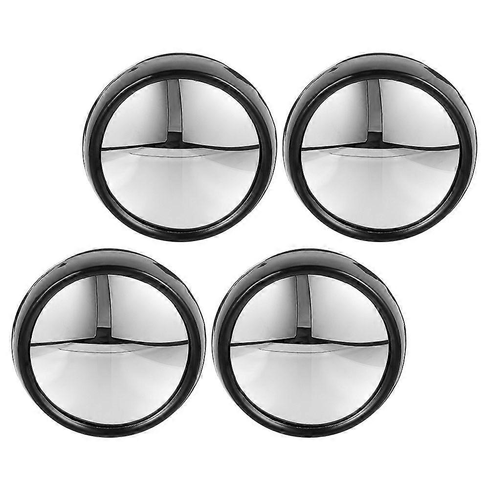 Computer Magnifier Rear View Mirror for Office Desk 4Pcs Black Convex Mirror