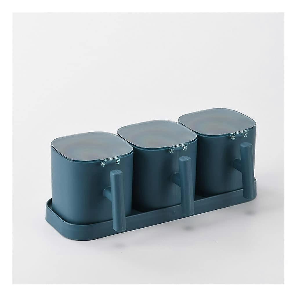 Seasoning Container Set with Spoons and Lids, Transparent Condiment Jar Tray for Sugar and Salt