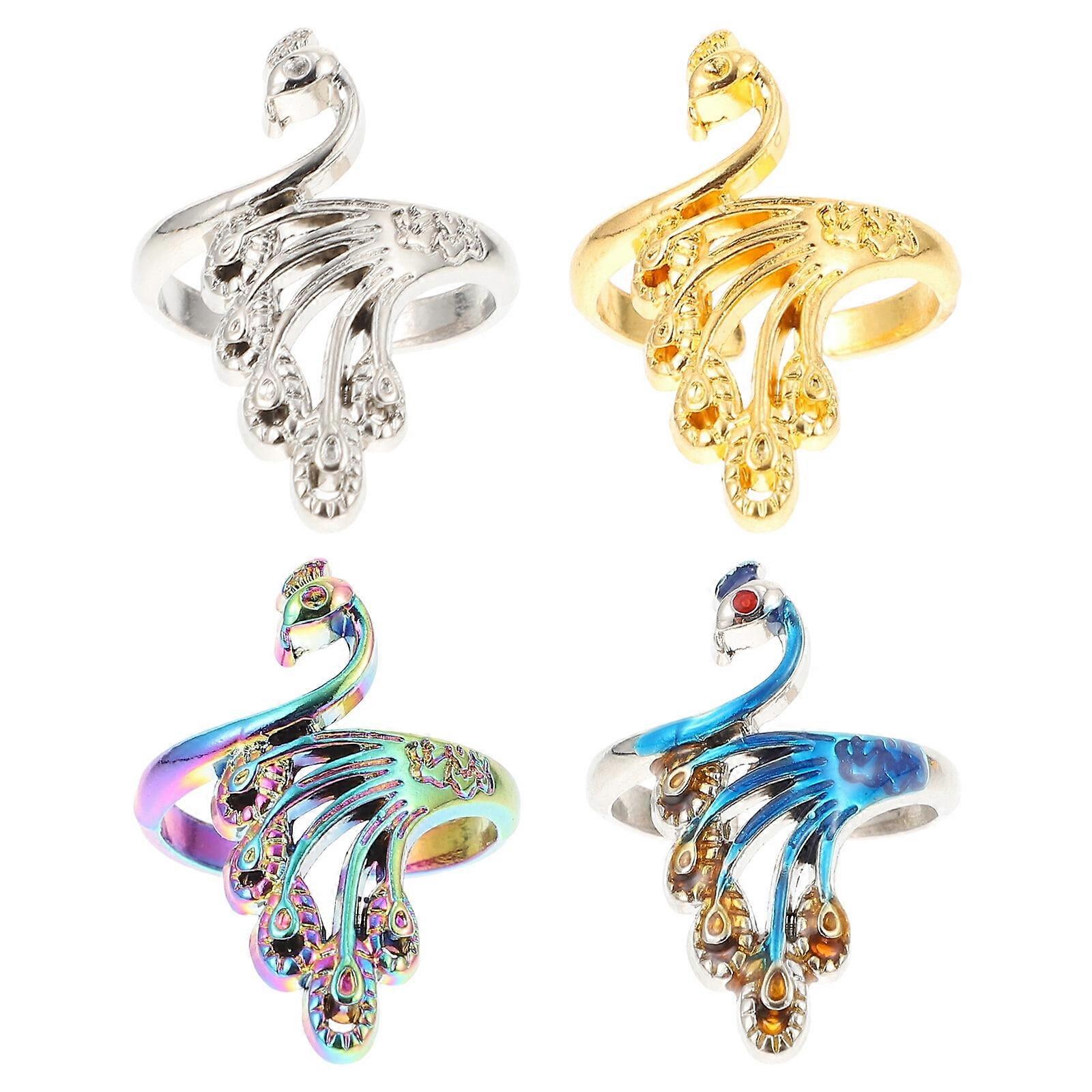 4Pcs Knitting Loop Rings Multi-purpose Rings Practical Crochet Bird Rings