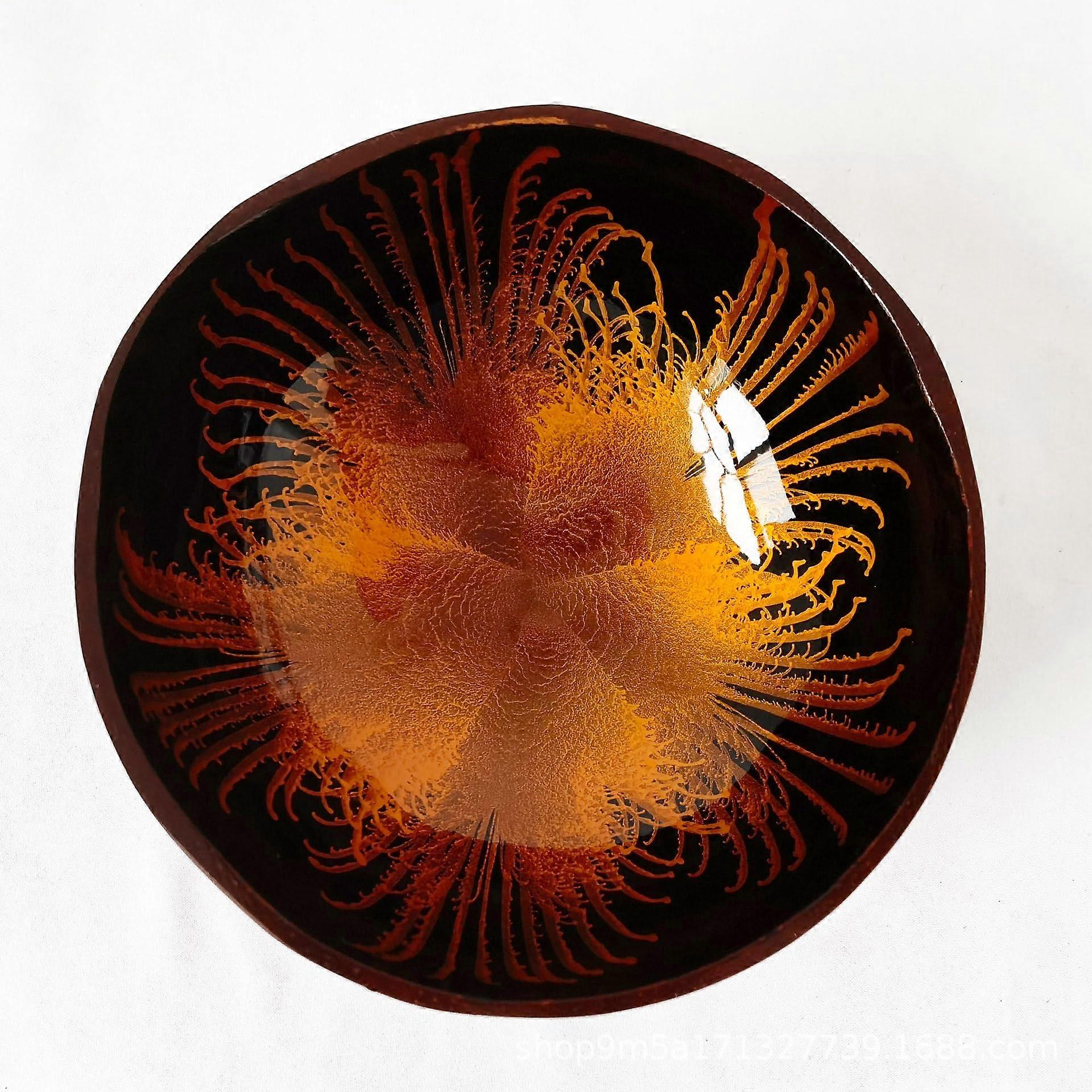 Coconut Shell Decorative Bowl Rustic Handmade Home Decor Storage for Candy Nuts Snacks Orange