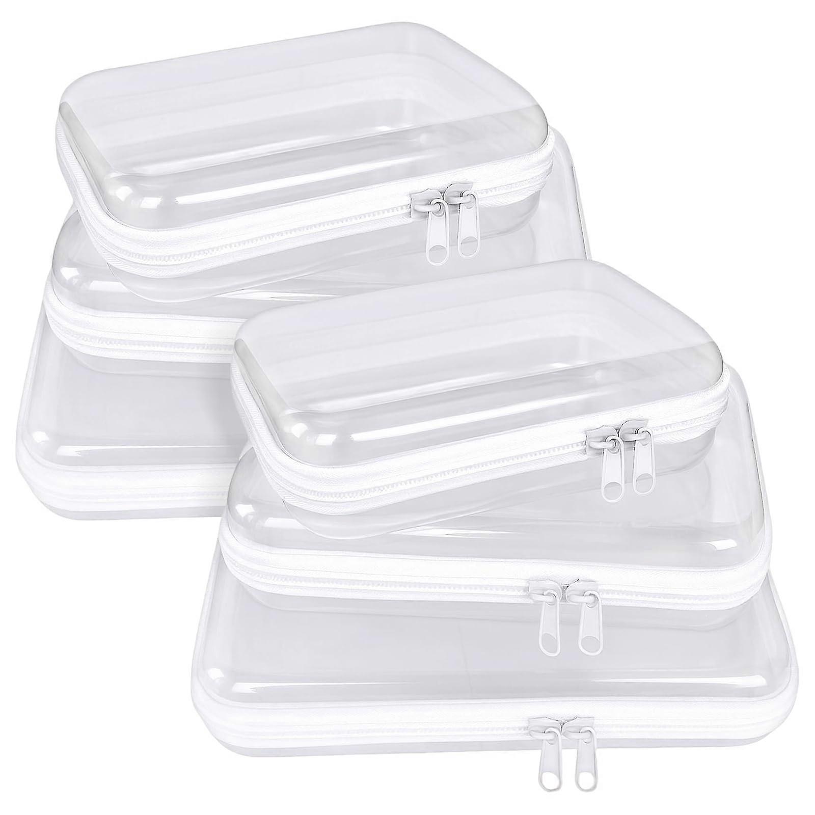 6 Pcs Clear Hard Shell Storage Box Set, Impact Resistant Transparent Travel Organizer with Zipper Closure