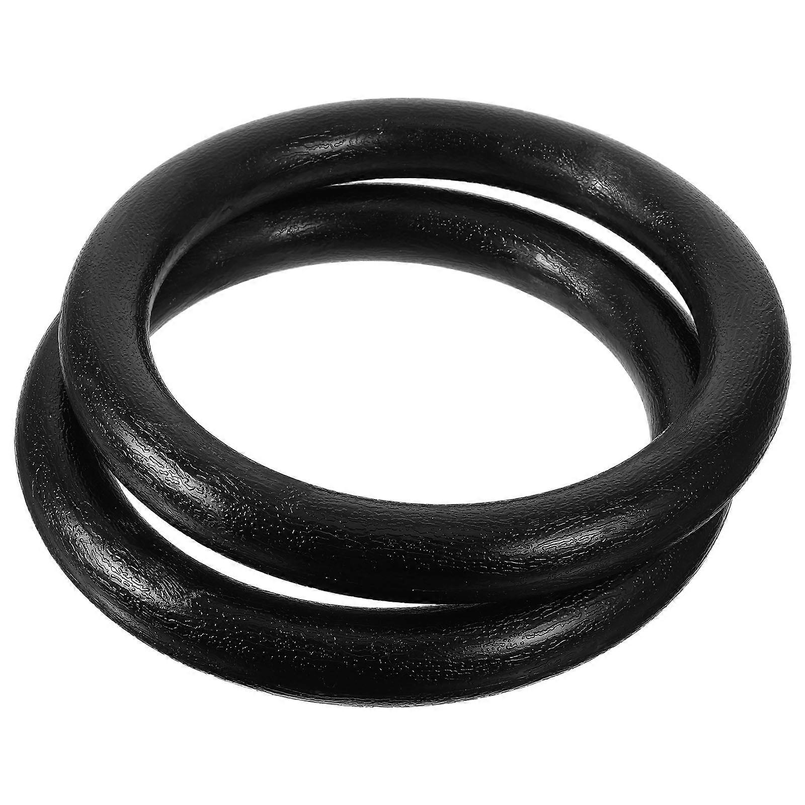 1 Pair ABS Gymnastics Rings for Pull up and Strength Training Workout (Black)