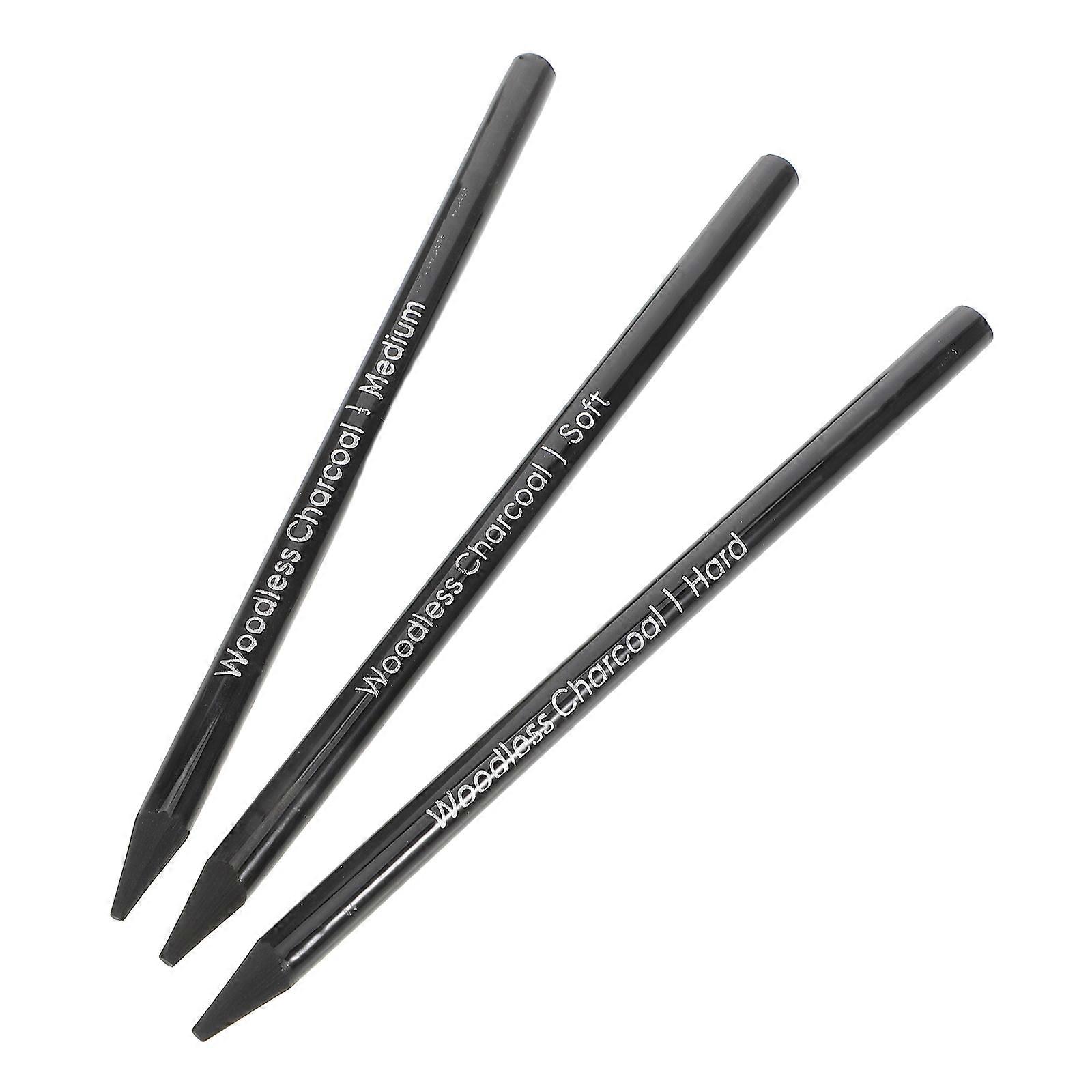 Professional Sketch Pencils Charcoal for Drawing 3Pcs Set Soft Medium Hard