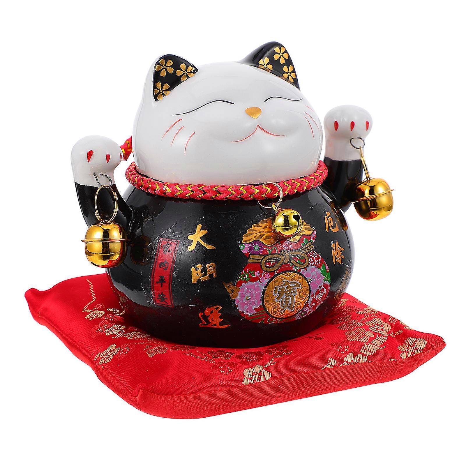 Ceramic Lucky Cat Figurine Dynamic Shape Decorative Money Box 1Pack