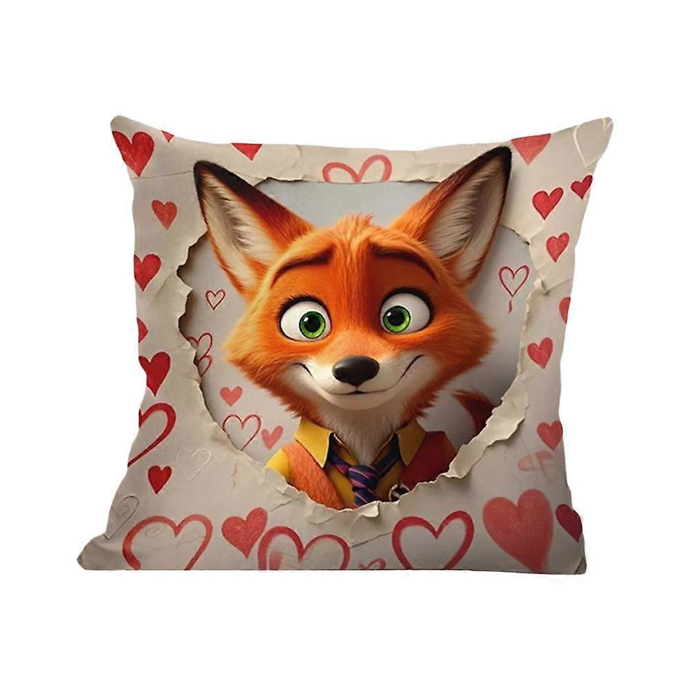 Housse de coussin en peluche à motif cœur Zootopia 2, décoration pour canapé ou salon, cadeau R7W1