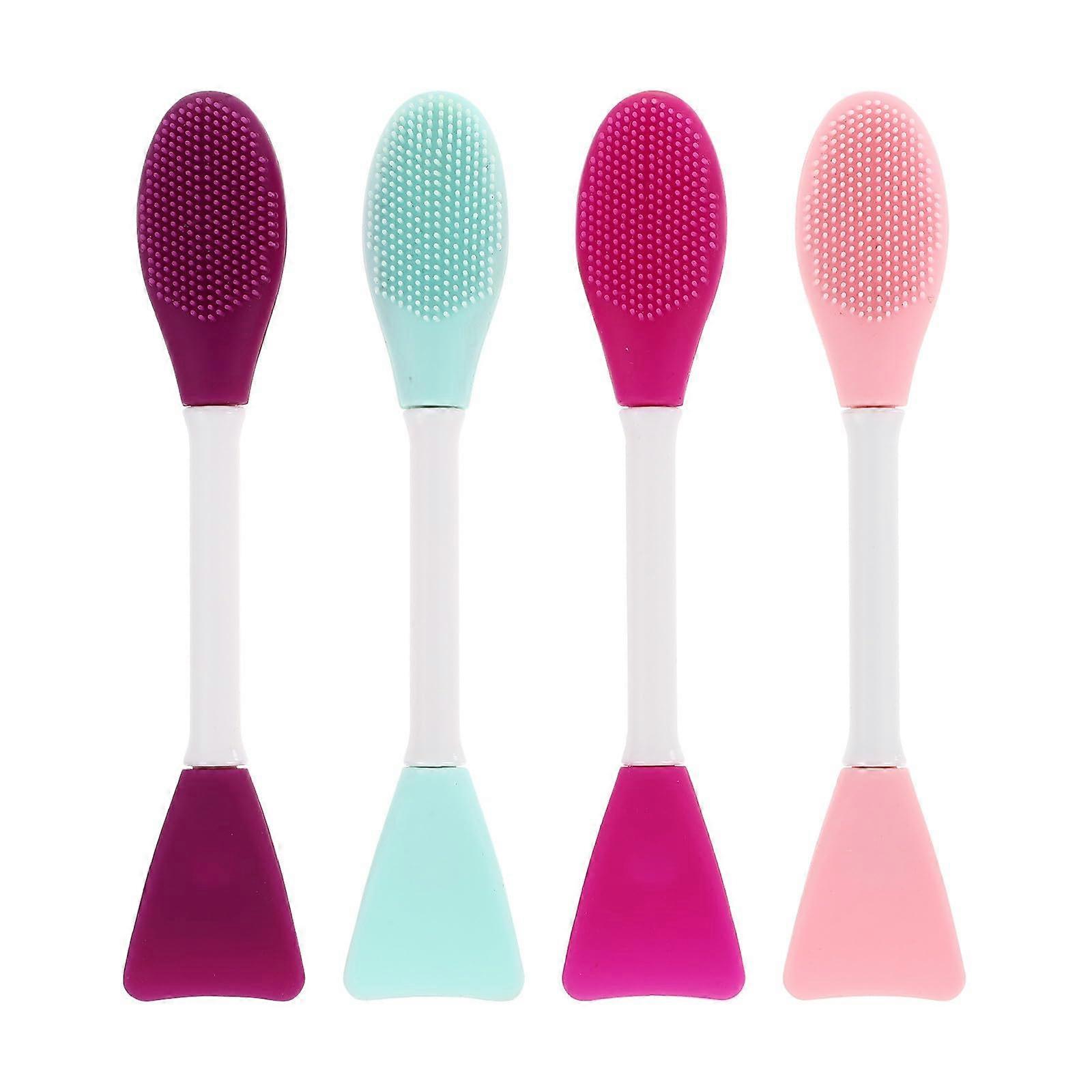 4pcs Double Head Silicone Face Mask Brush Applicators for Even Coverage Clay and Mud Masks