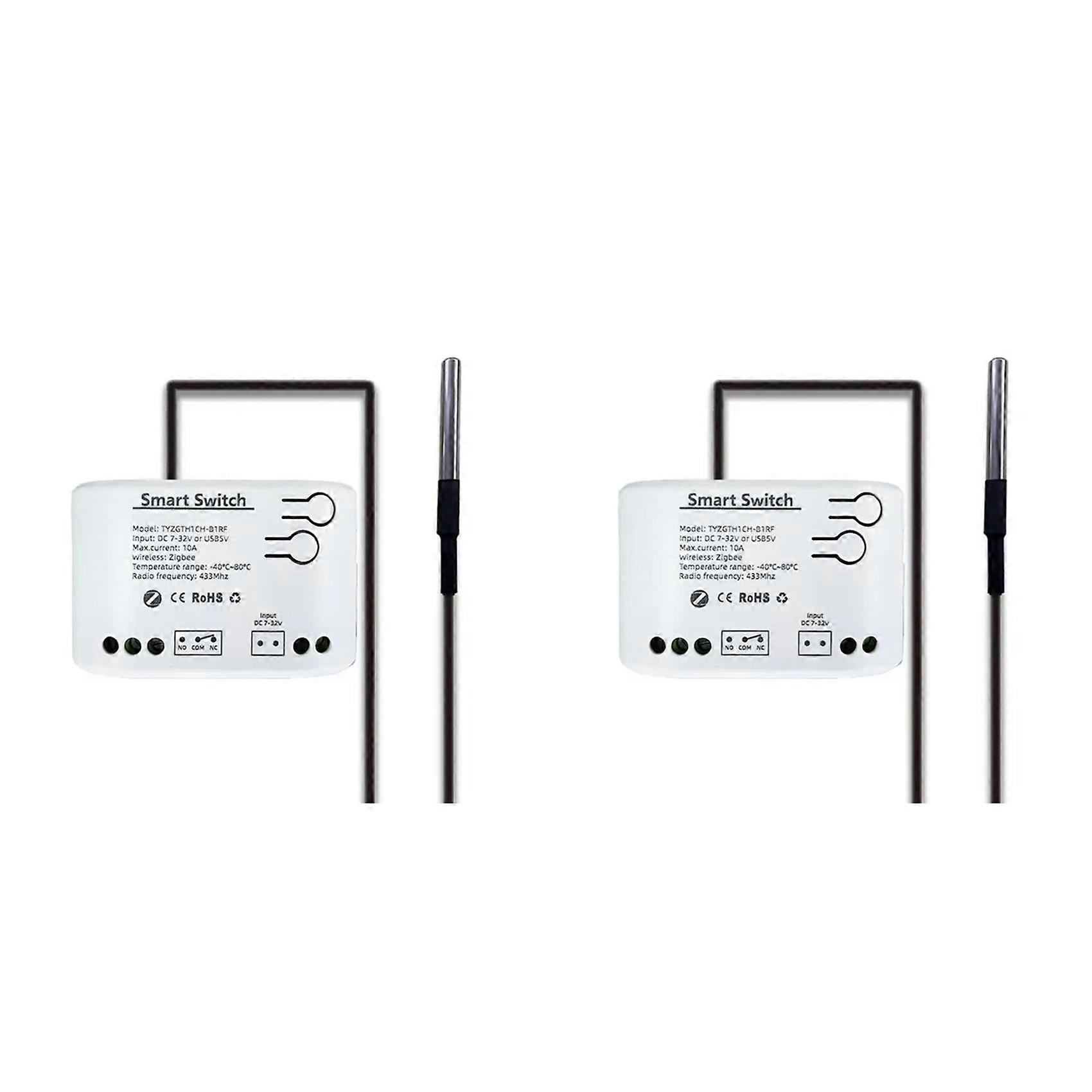 2X Tuya Smart Zigbee Switch with Temperature Sensor Passive Dry Contact Zigbee Relay Work with Home Assistant DC 7-32V