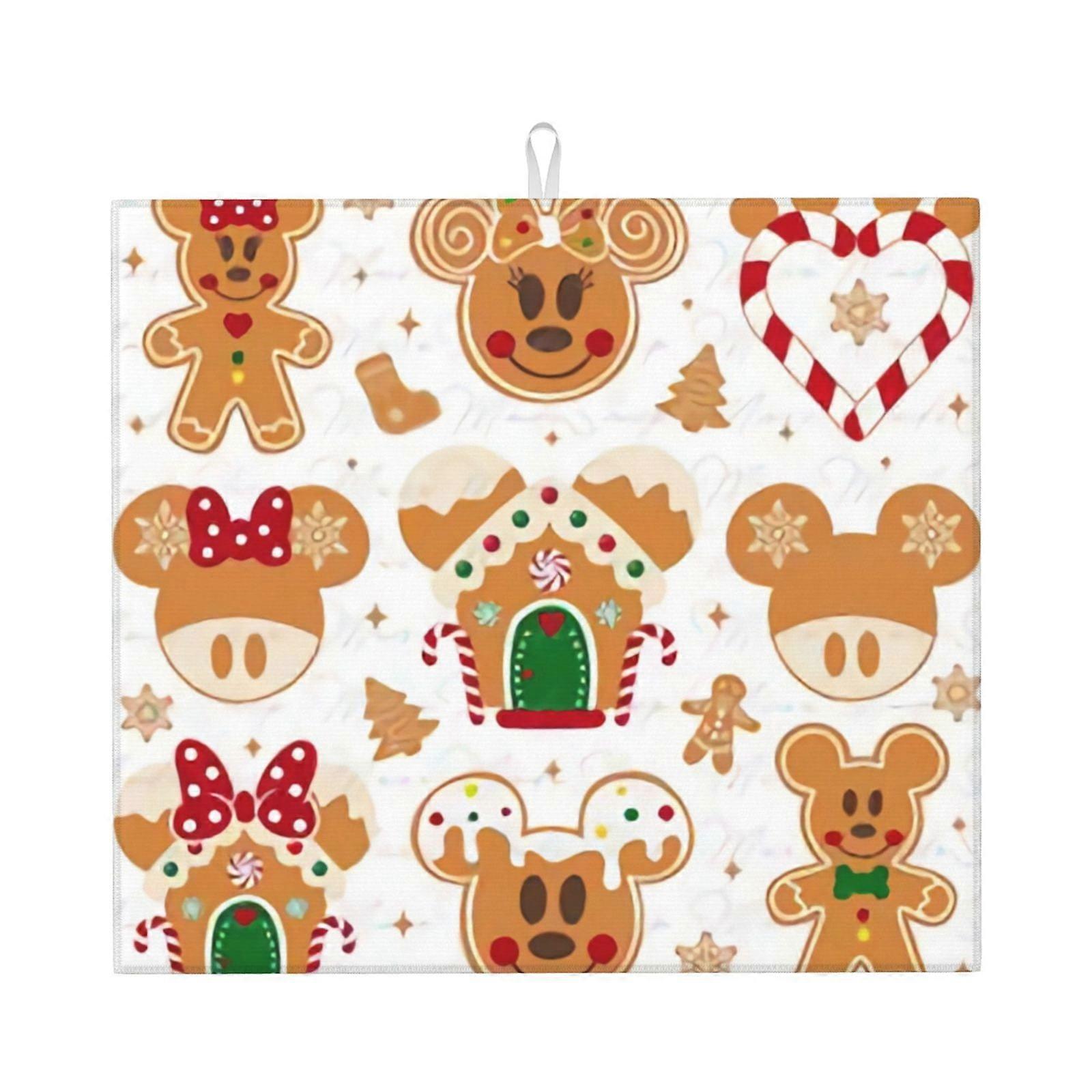 Mickey Mouse Dish Drying Mat For Kitchen Counter, Microfiber Dish Mat, Fast Absorbent Draining Pad