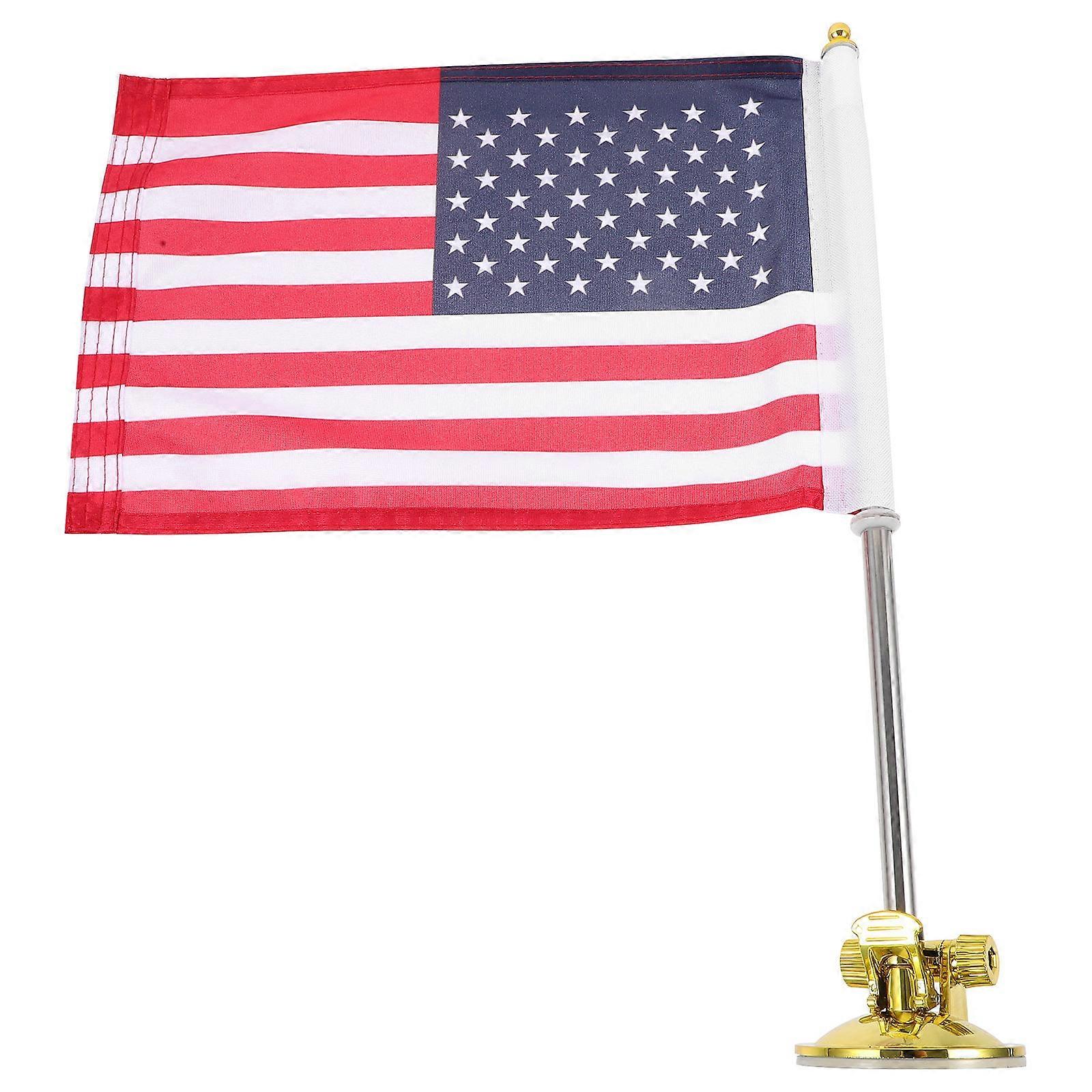 4 Set Durable Plastic Car Flag Pole Featuring Telescopic Design For Parade And Patriotic Events In Golden Color
