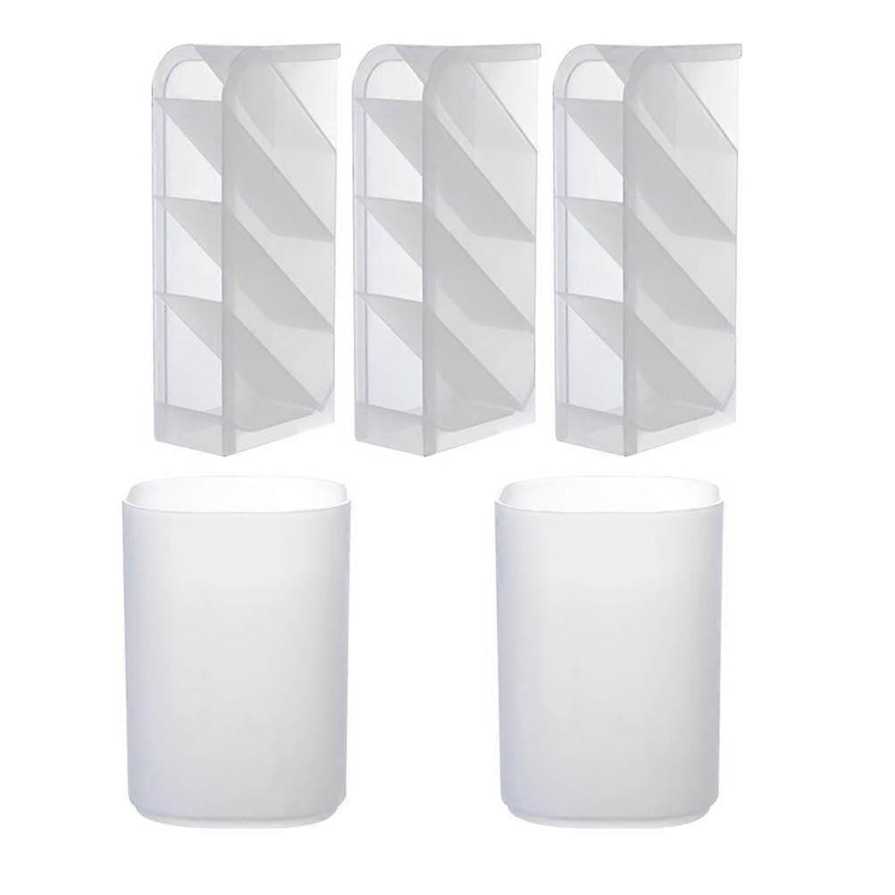 Pen Holder Desktop Stationery Case for Storage Use 5Pcs Multifunctional White Box