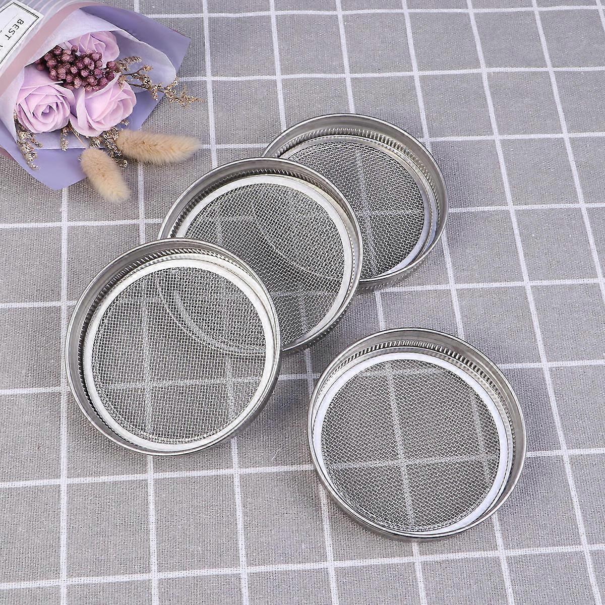 Silver Sprouting Lids for Home Use Soaking Sifting 4Pack