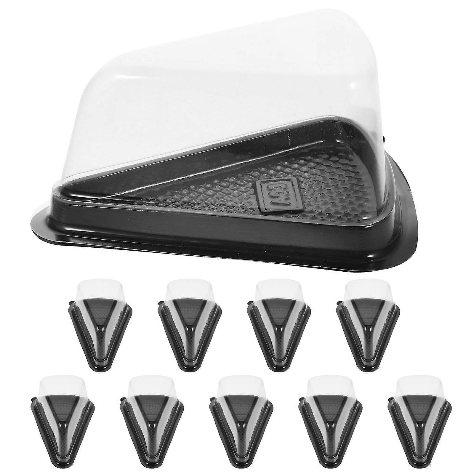 Plastic Triangle Cake Boxes for Storage 10Pcs Black Gift Bakery Packaging