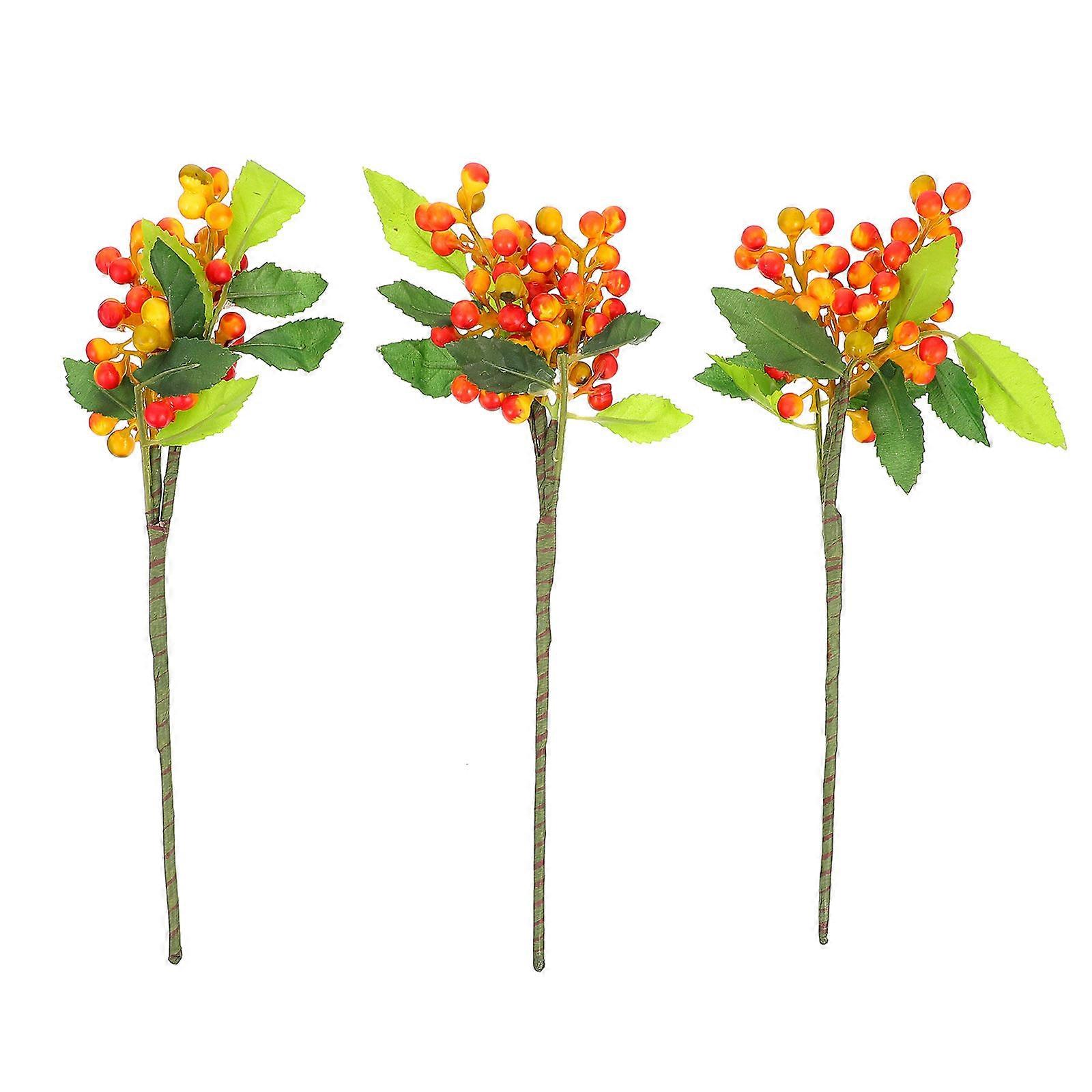 Artificial Simulation Berry Branch Christmas Decor for 3Pcs Festive Use