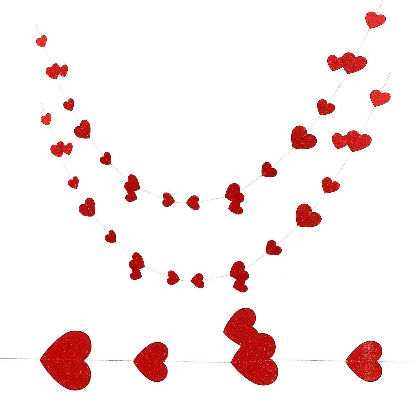 Wedding Party Heart Glitter Paper Hanging Decor 2 Strings