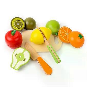 Simulation Kitchen Pretend Toy Wooden Classic Game Montessori Educational Toy for Children Kids Gift Cutting Fruit Vegetable