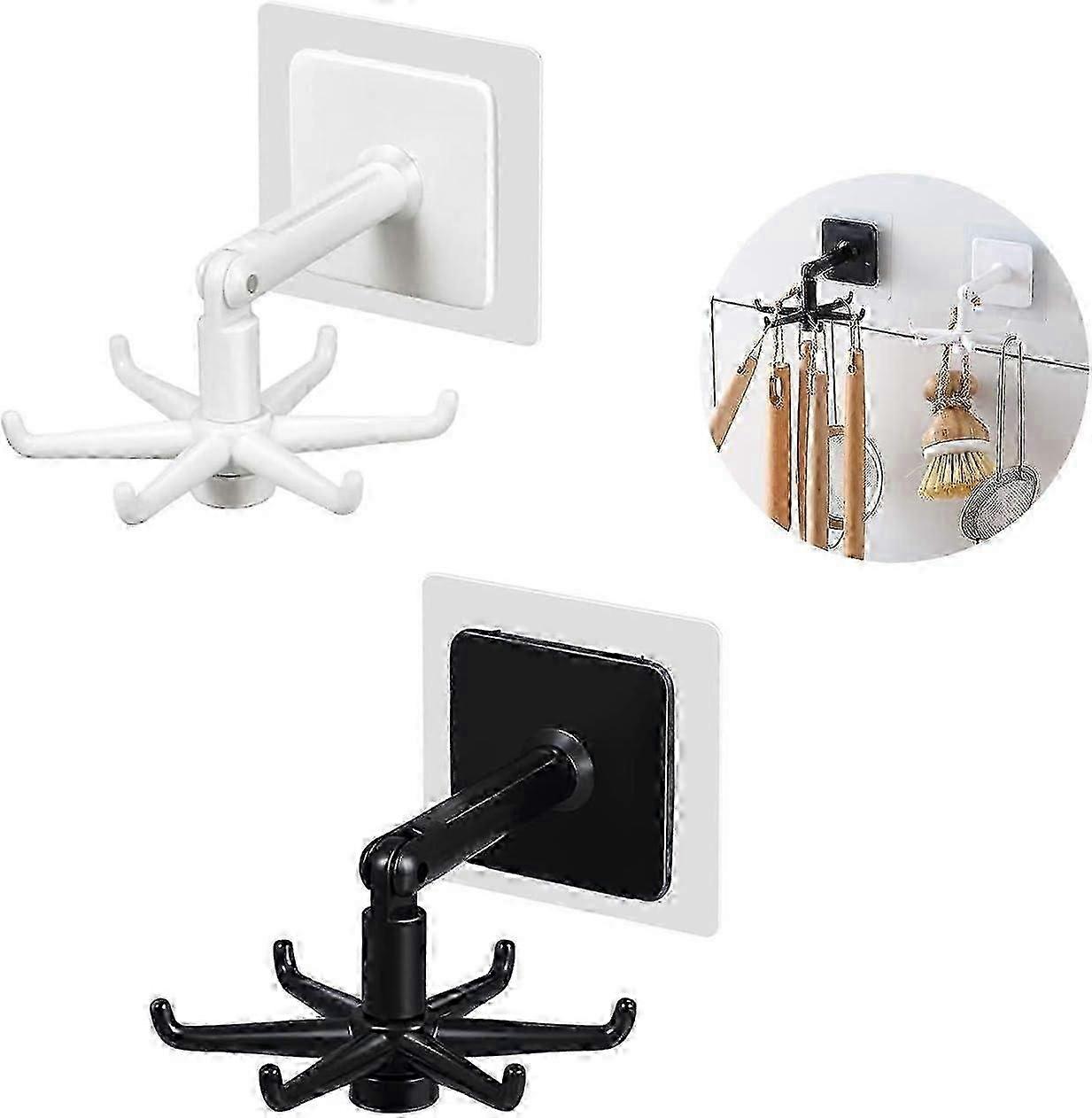 Pieces Coat Hook 360 Degree Rotating Hooks No Hole Hook Self Adhesive Hook Rotating Storage Hook Plu