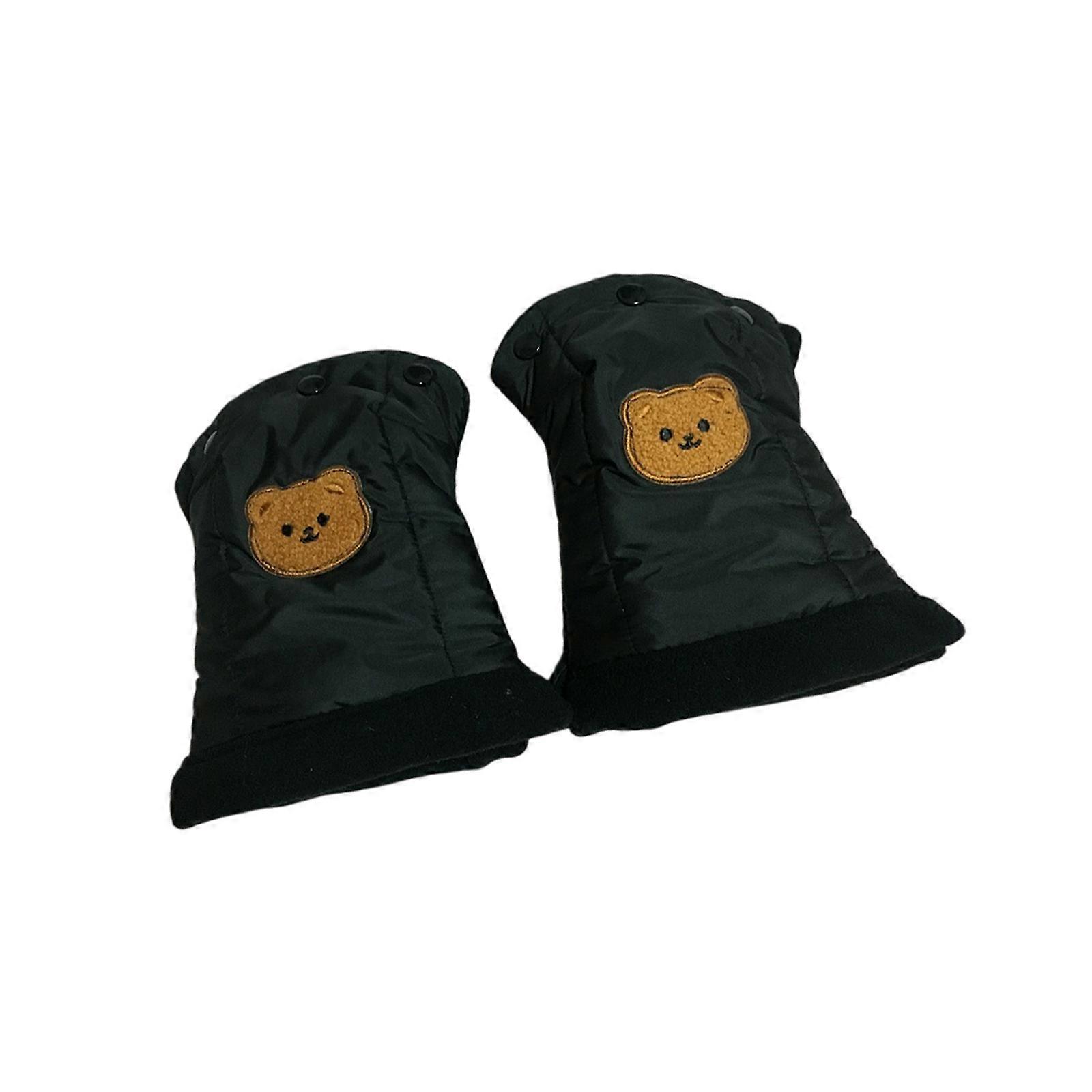 Comfortable Handmuffs Soft Polyester Strollers Gloves Providing Warmth and Protections for Hands in Cold Weather  Black