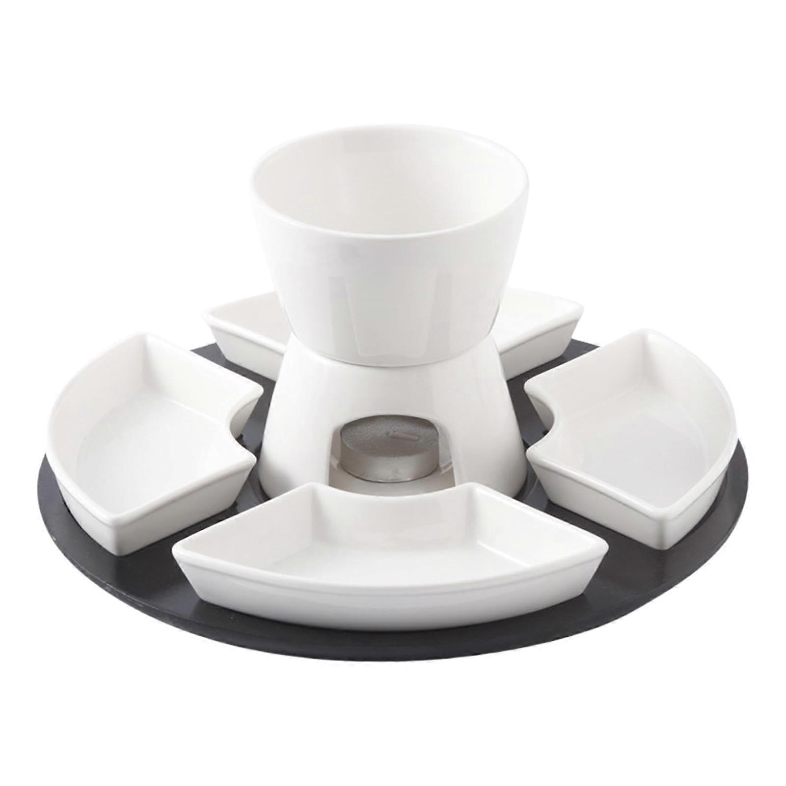 Fondue Pot Set with Removable Ceramic Bowl, Even Heat Distribution,  Temperature Resistant